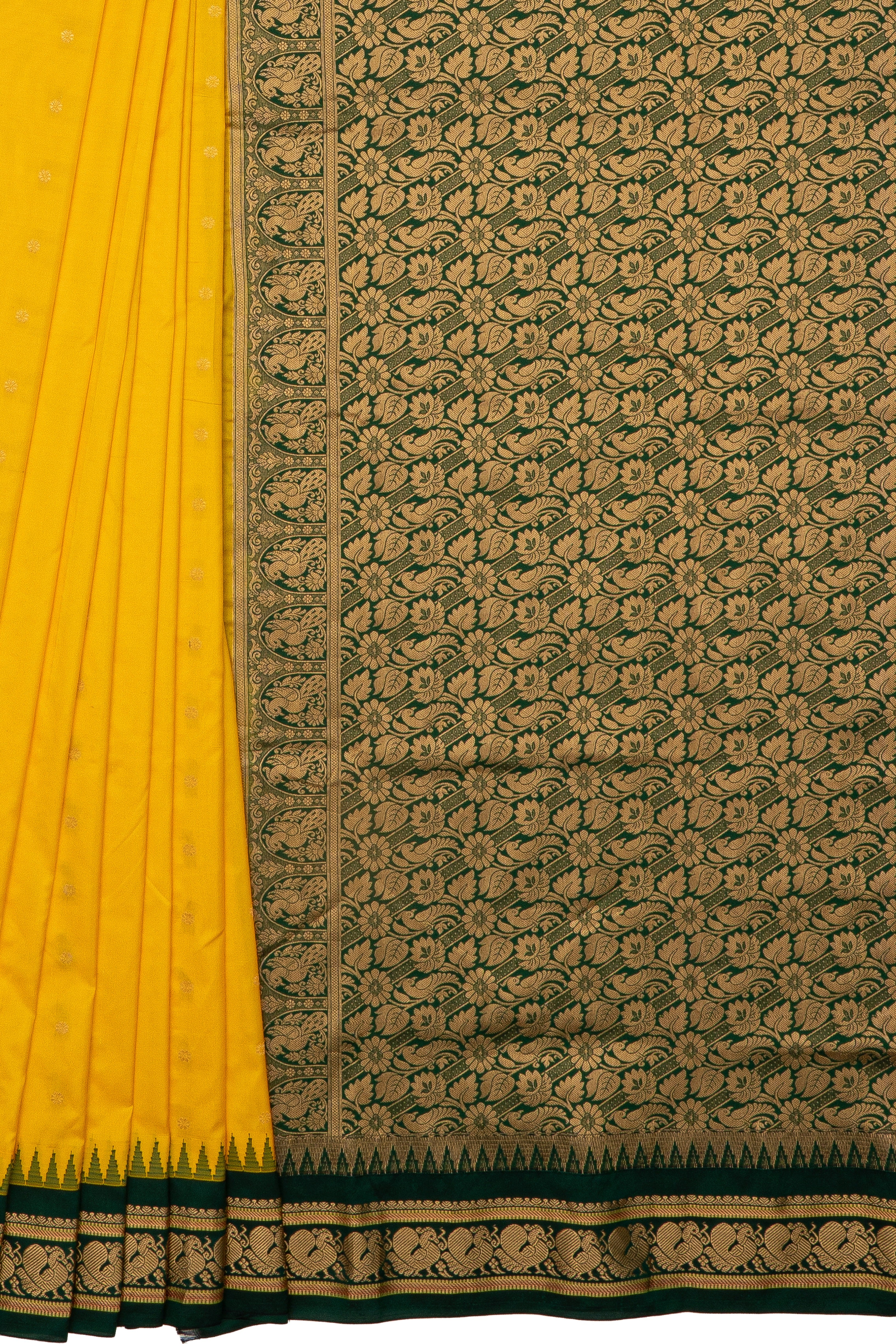 Yellow Pure Silk Gadwal Saree