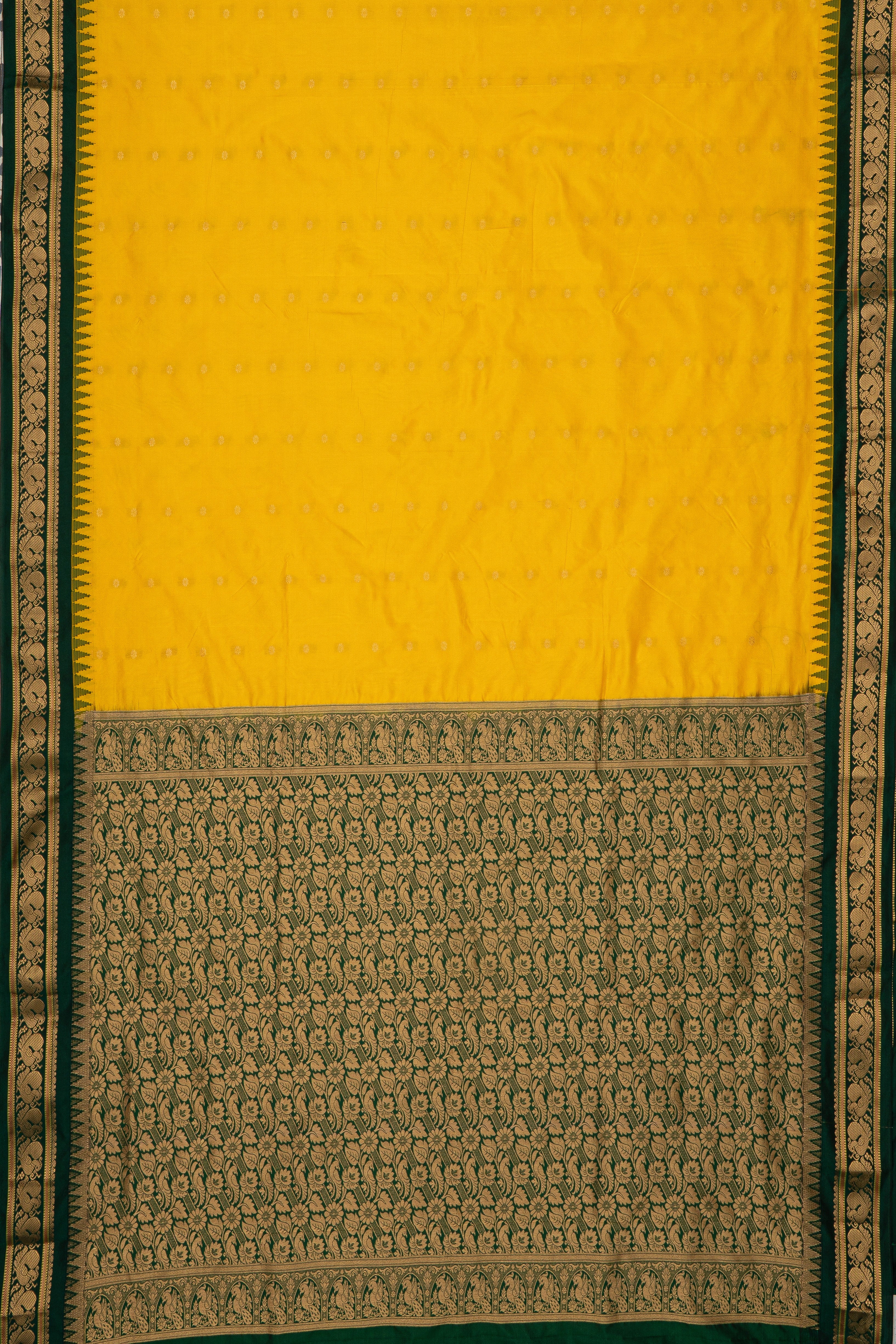 Yellow Pure Silk Gadwal Saree