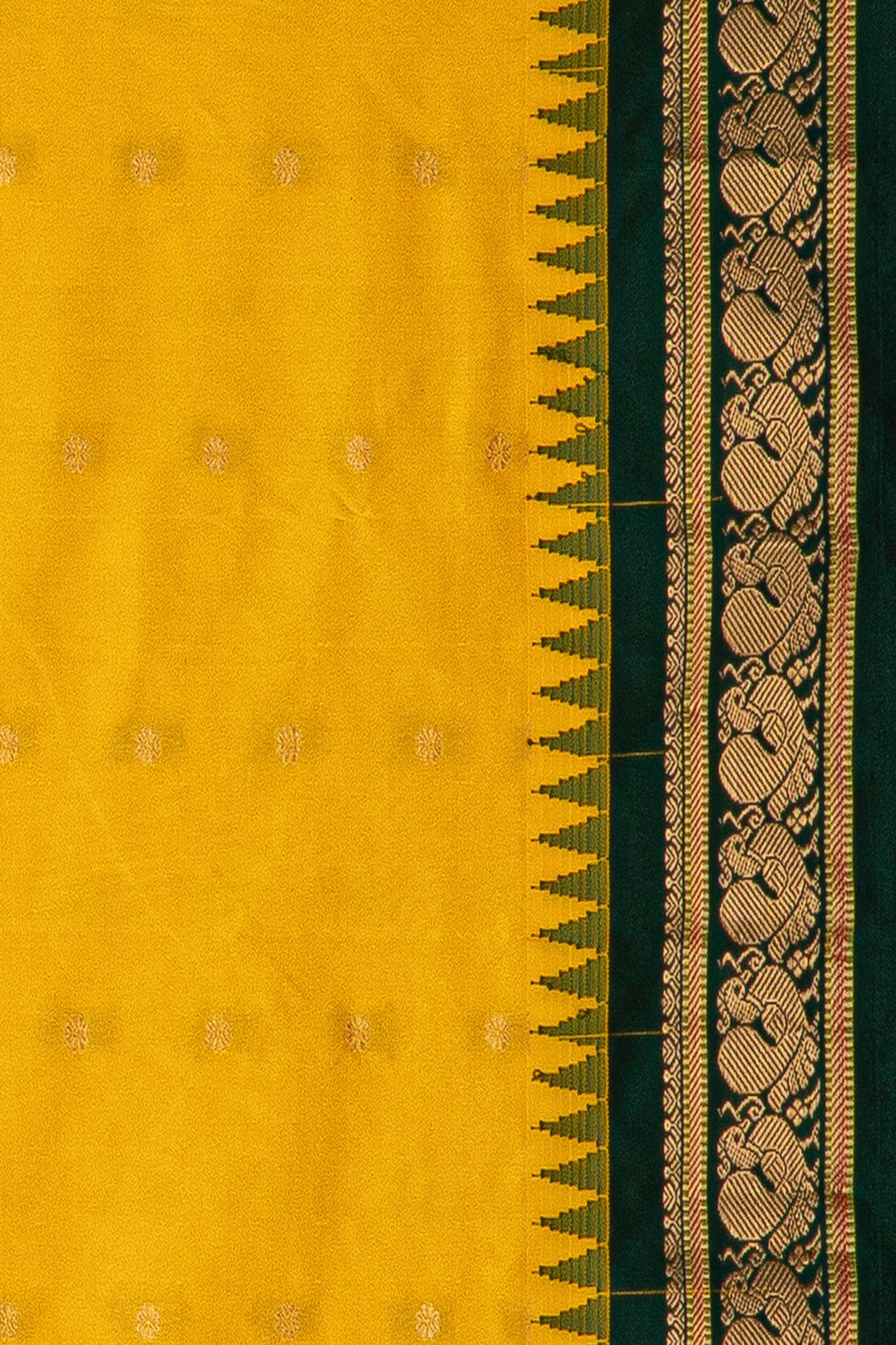 Yellow Pure Silk Gadwal Saree