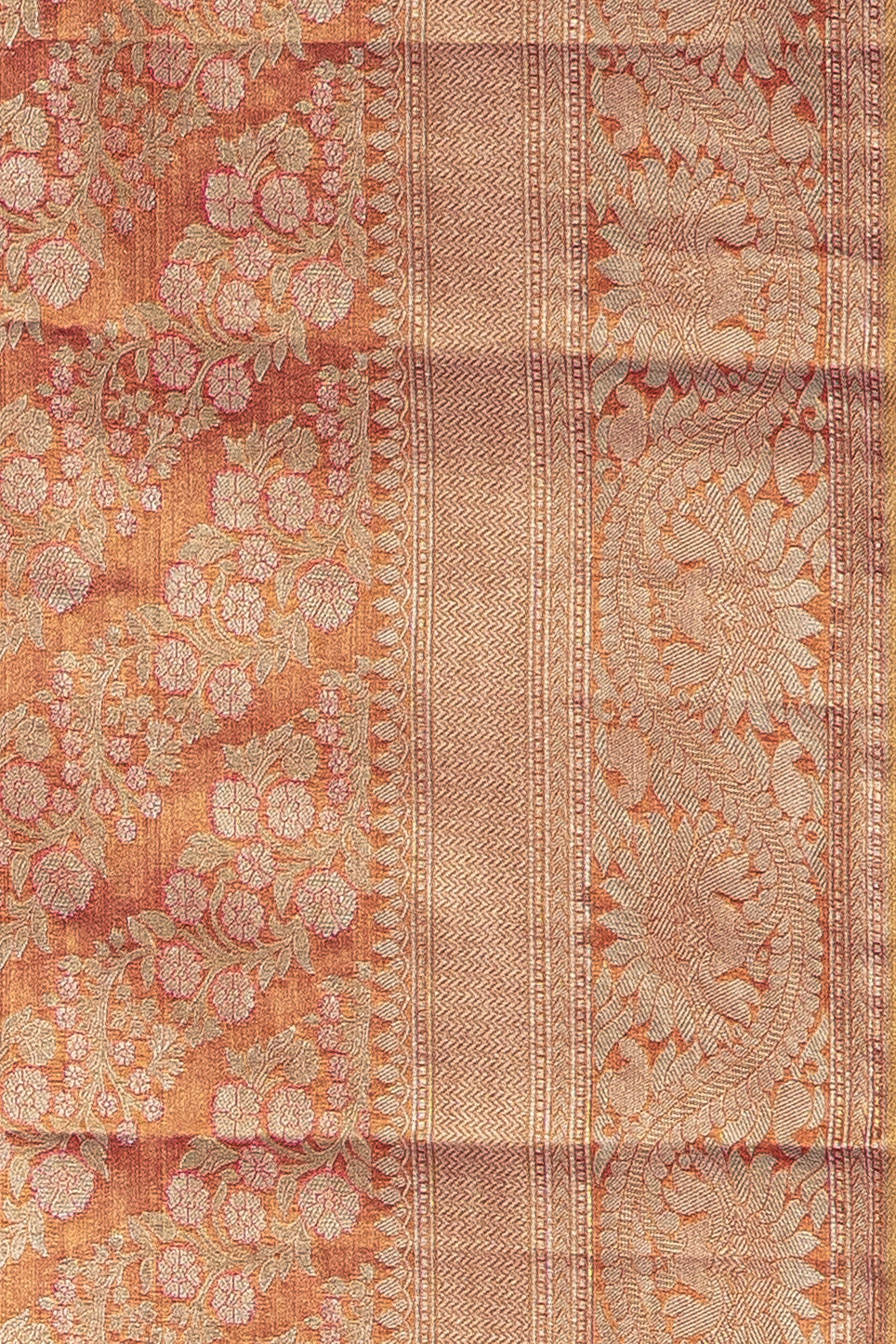 Rose Gold Tissue Silk Saree with Veil pattern