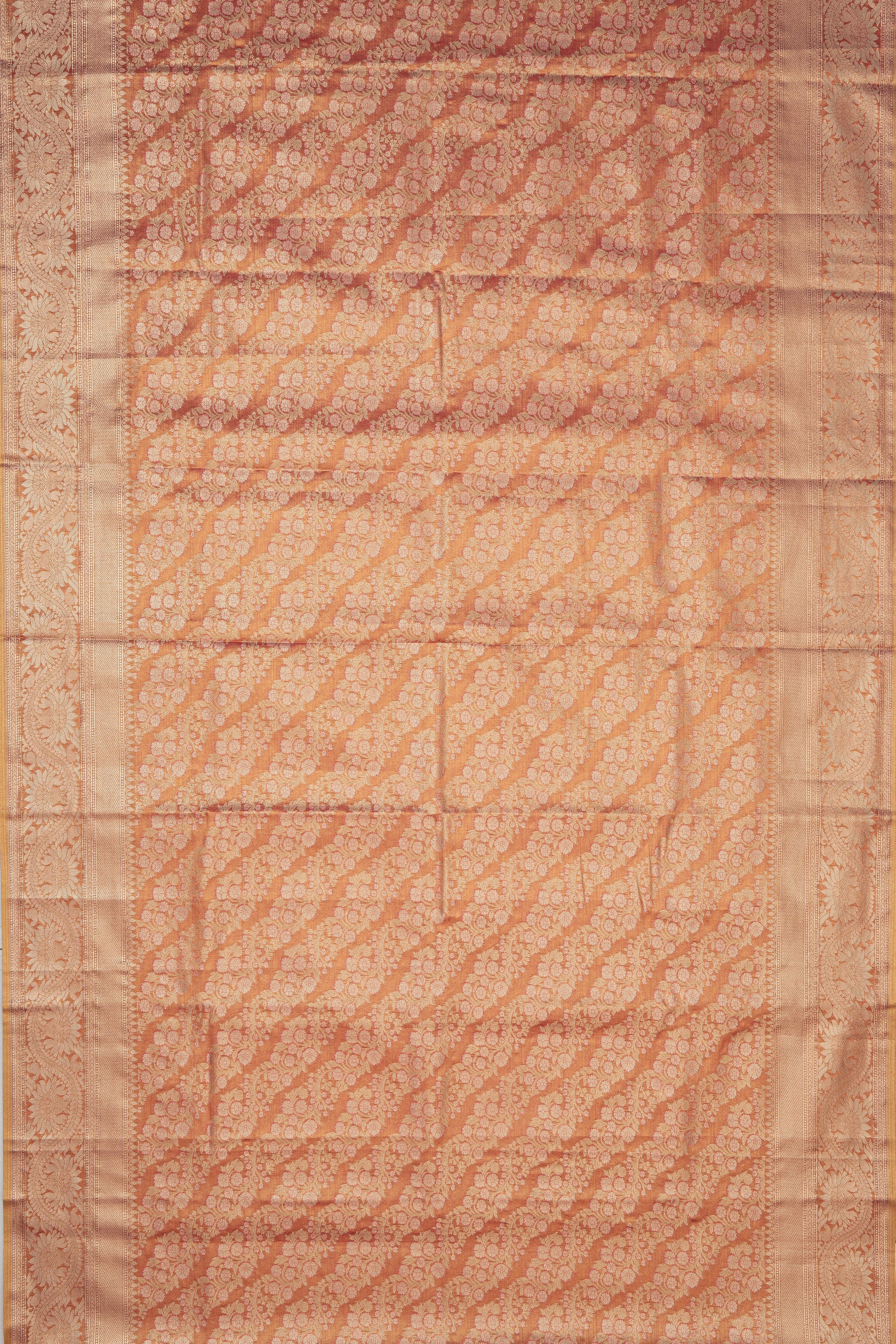 Rose Gold Tissue Silk Saree with Veil pattern
