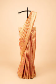 Rose Gold Tissue Silk Saree with Jaal Zari work