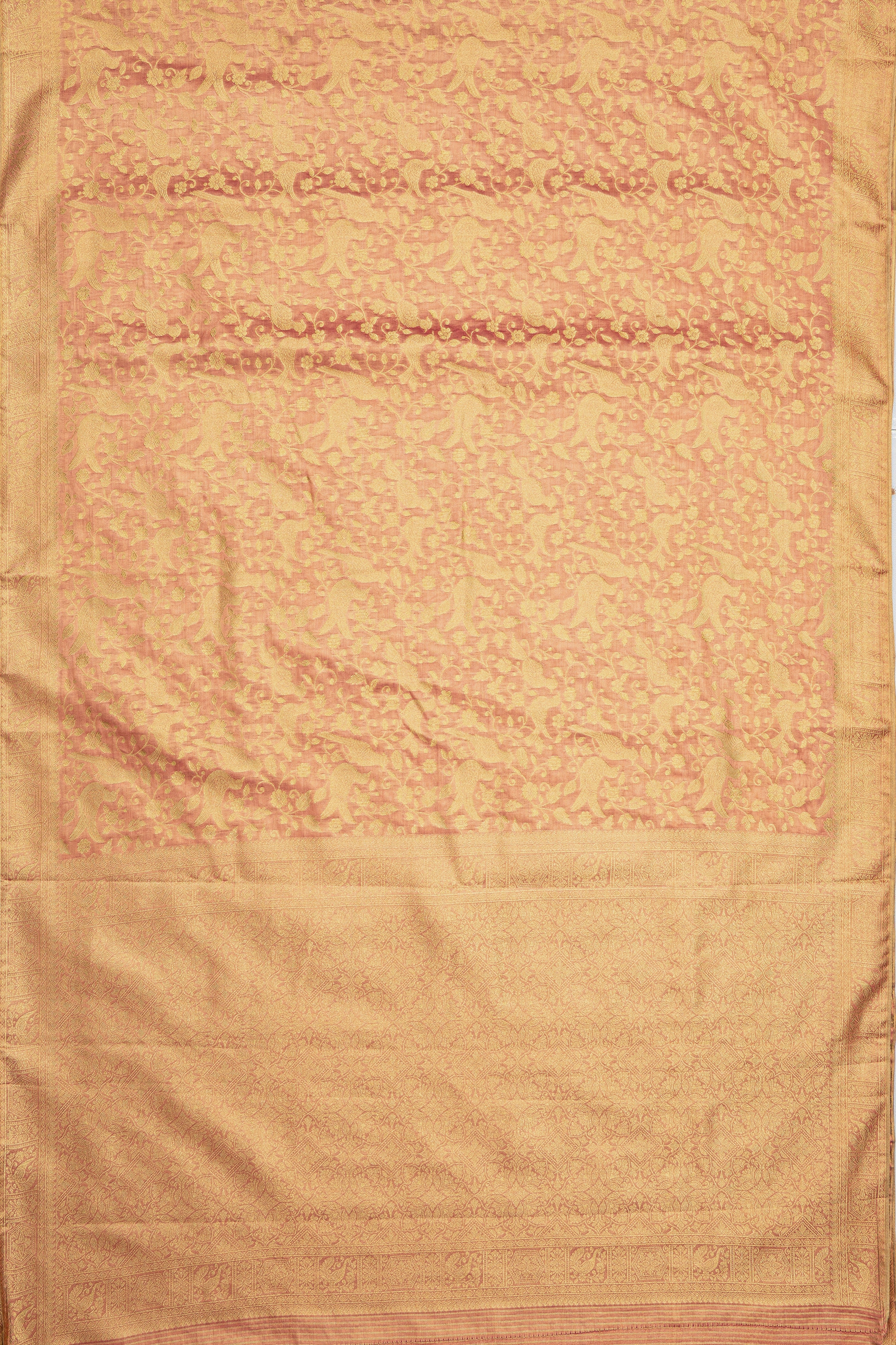 Rose Gold Tissue Silk Saree with Jaal Zari work
