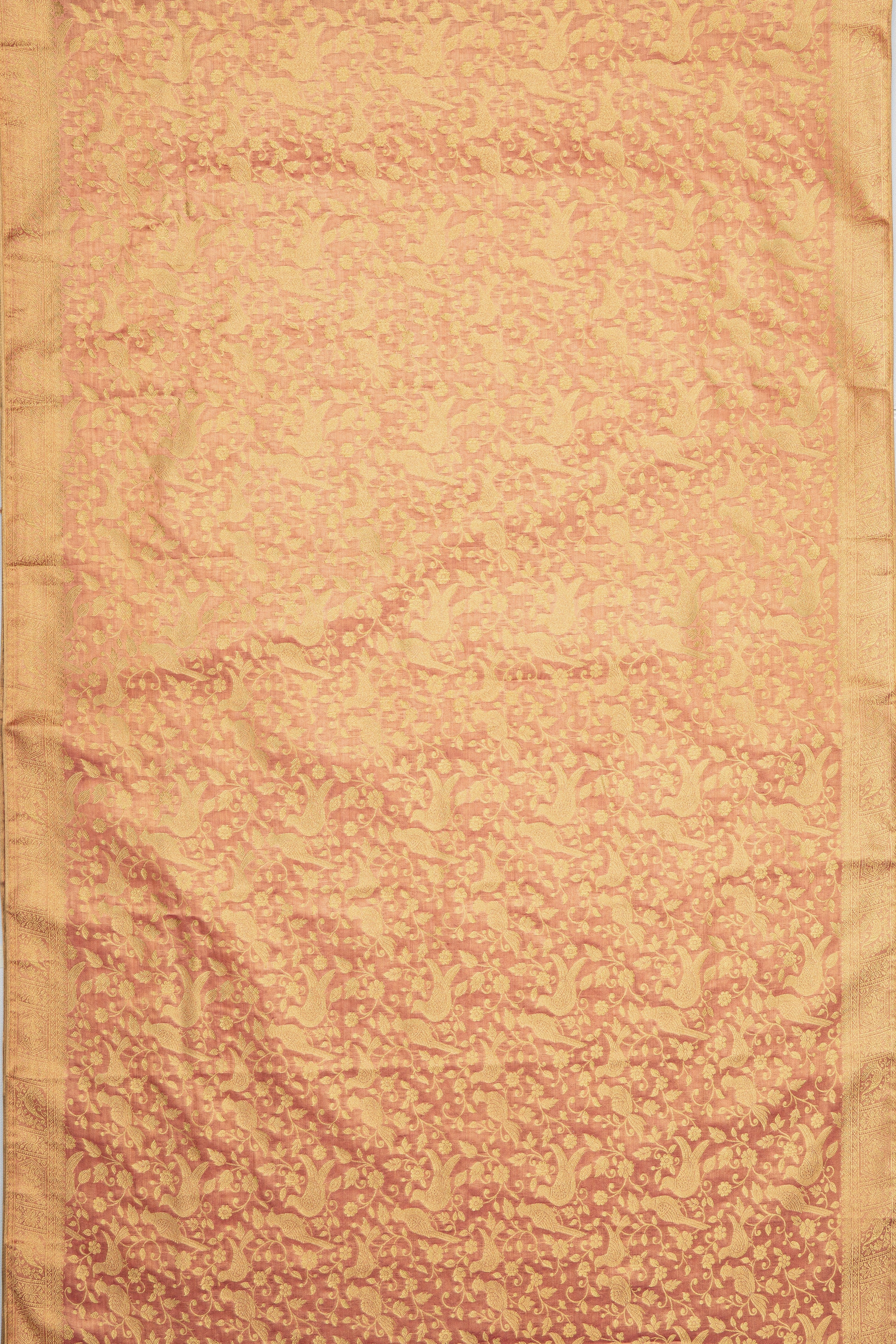 Rose Gold Tissue Silk Saree with Jaal Zari work