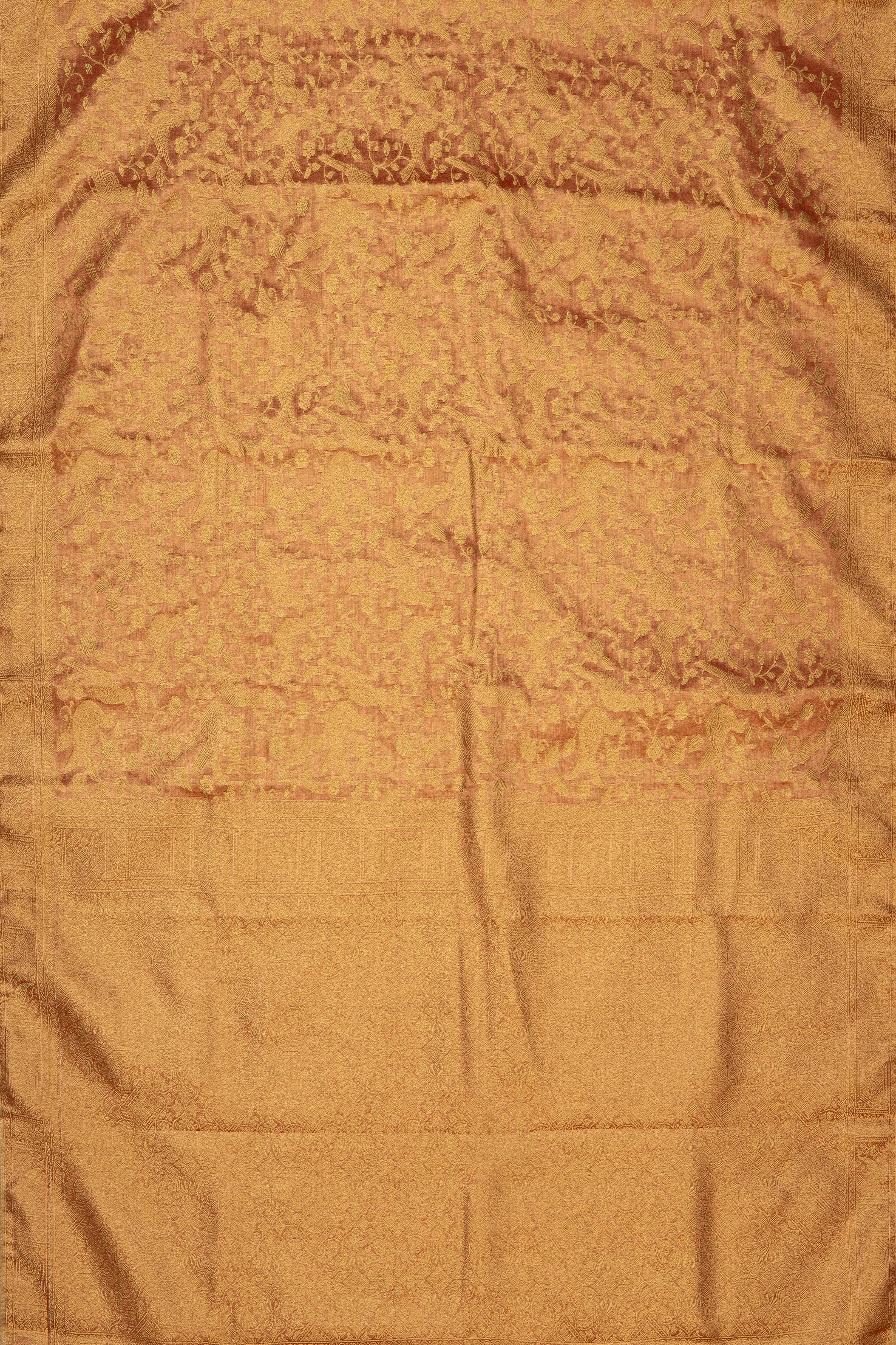 Orange Gold Tissue Silk Jaal Brocade Saree