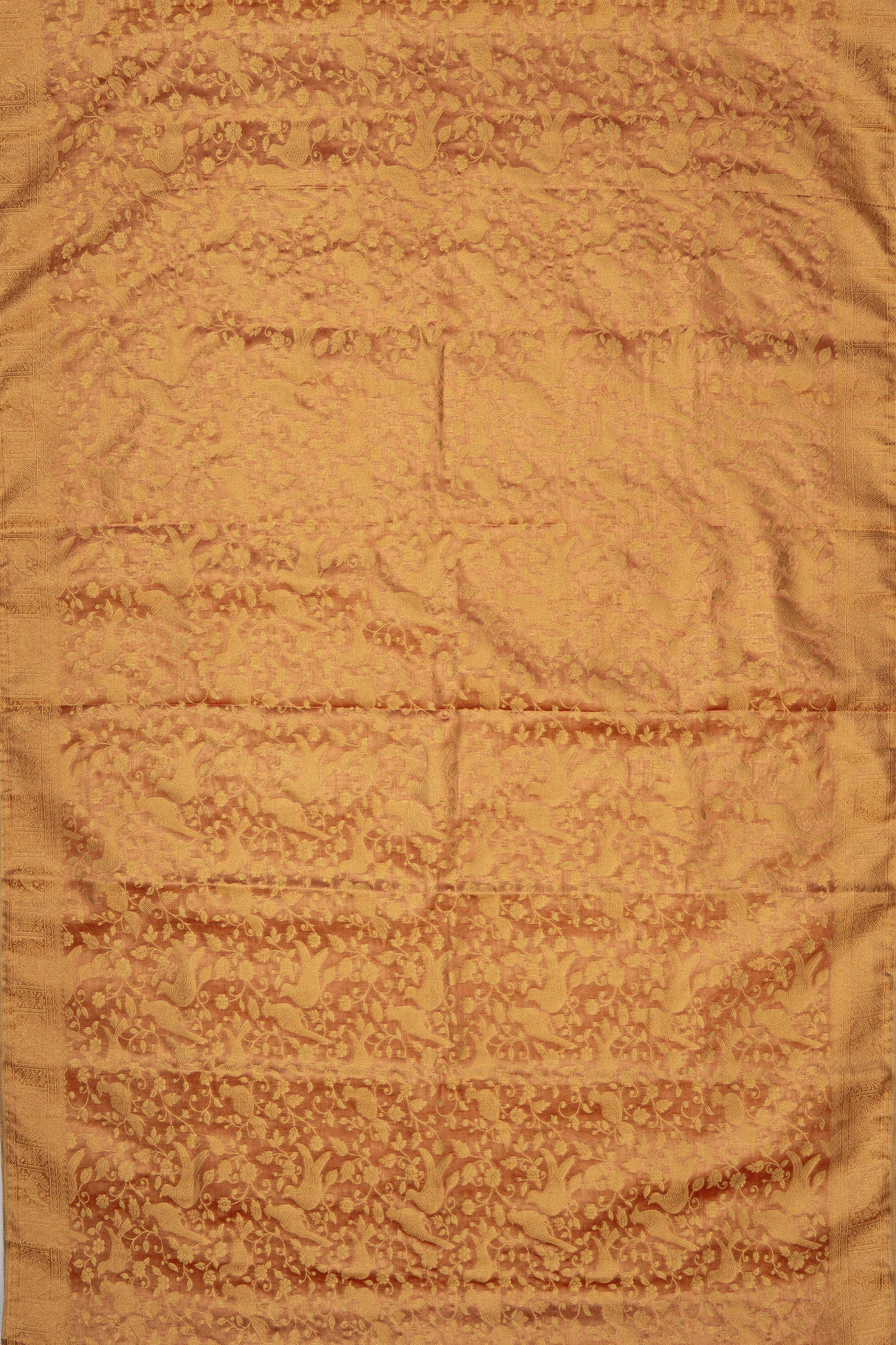 Orange Gold Tissue Silk Jaal Brocade Saree