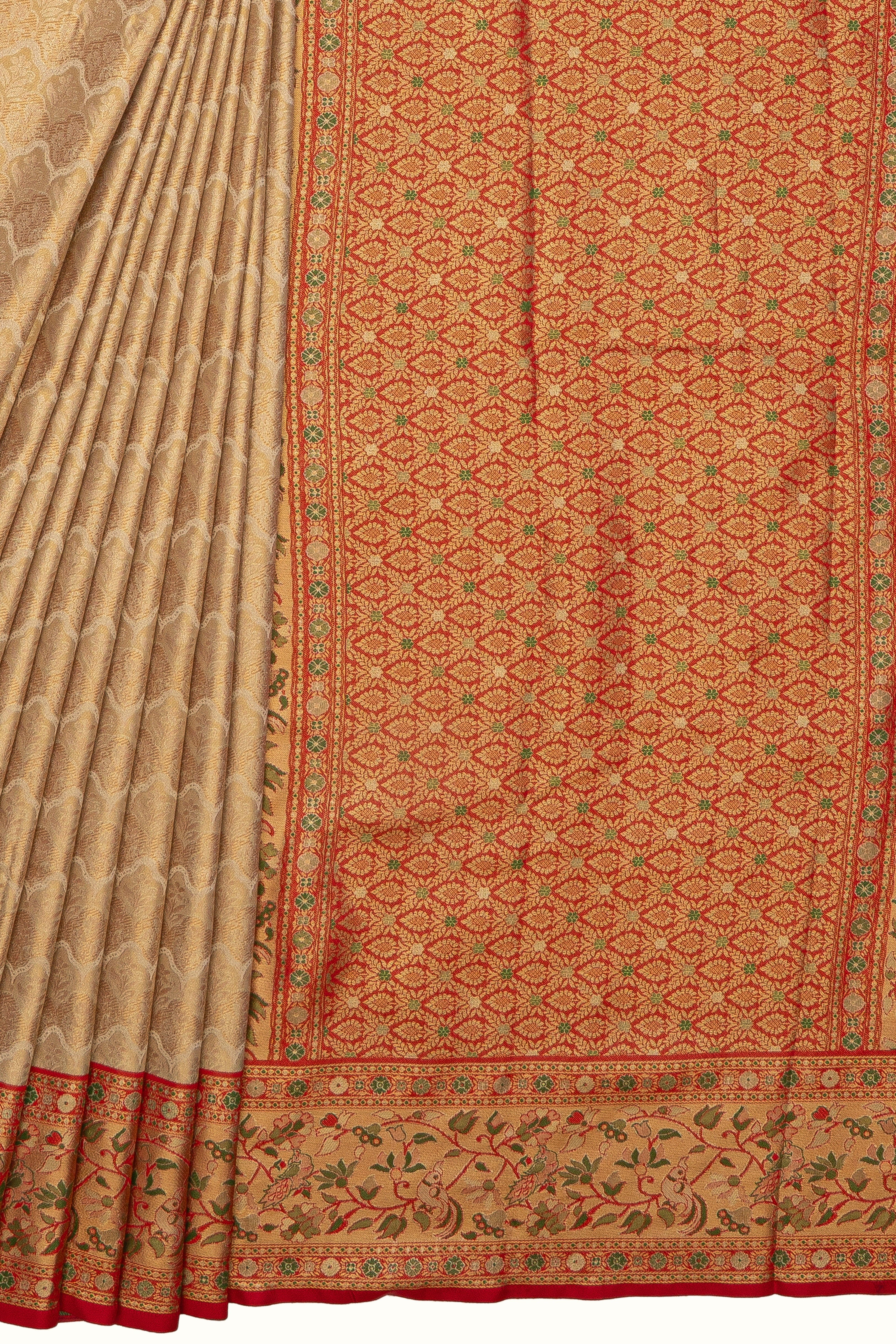White Gold Tissue Silk Floral Brocade Saree