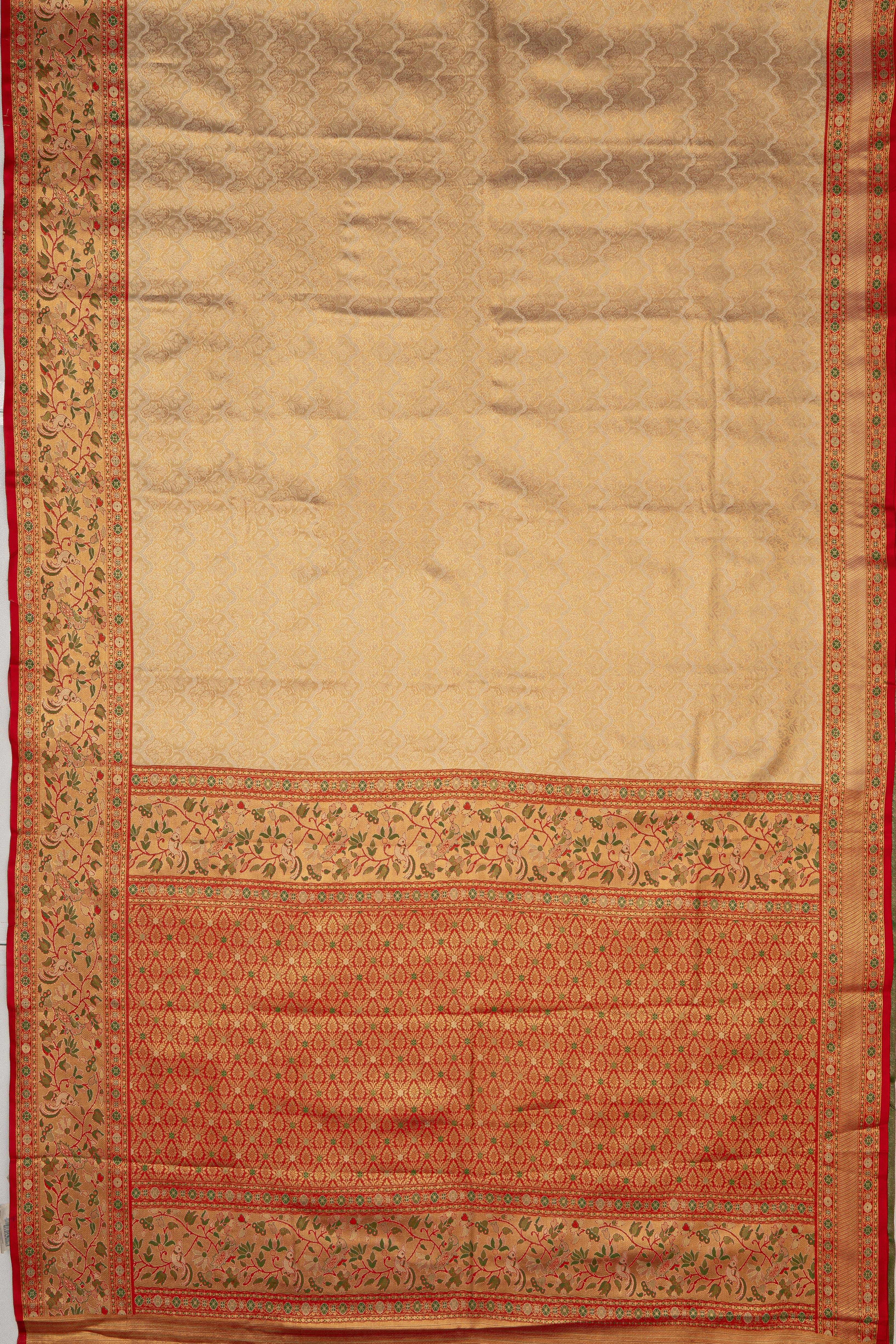 White Gold Tissue Silk Floral Brocade Saree