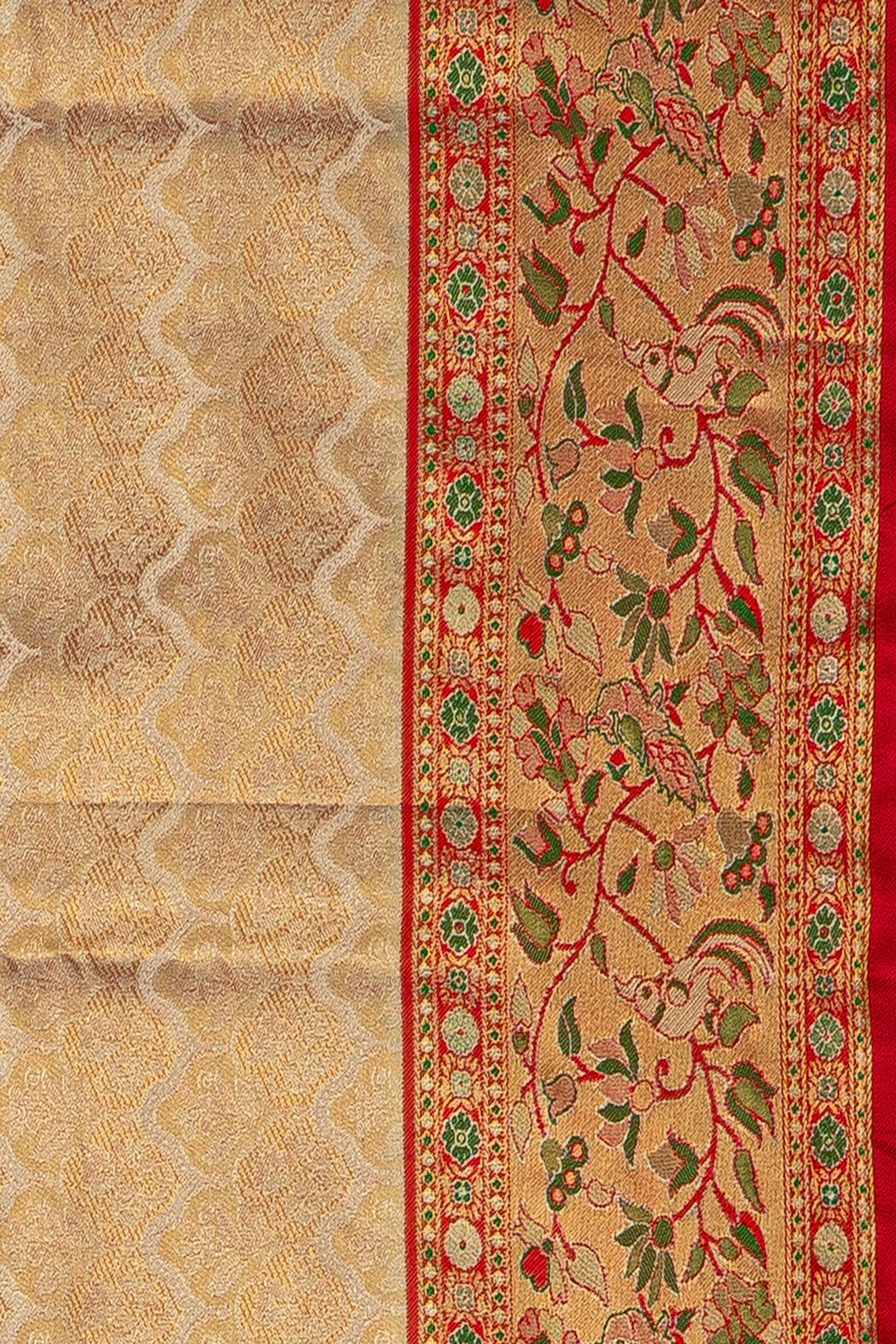 White Gold Tissue Silk Floral Brocade Saree