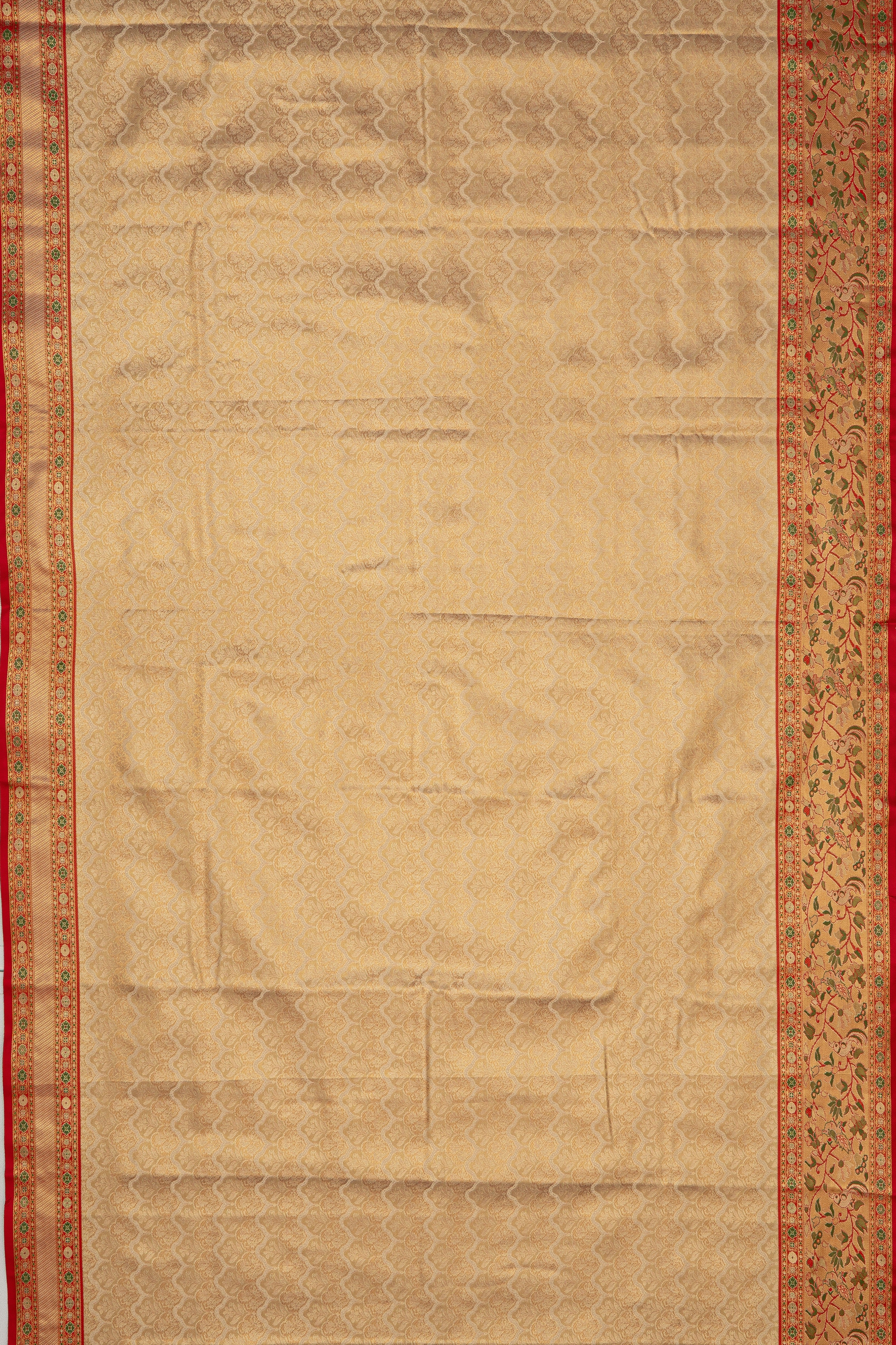 White Gold Tissue Silk Floral Brocade Saree