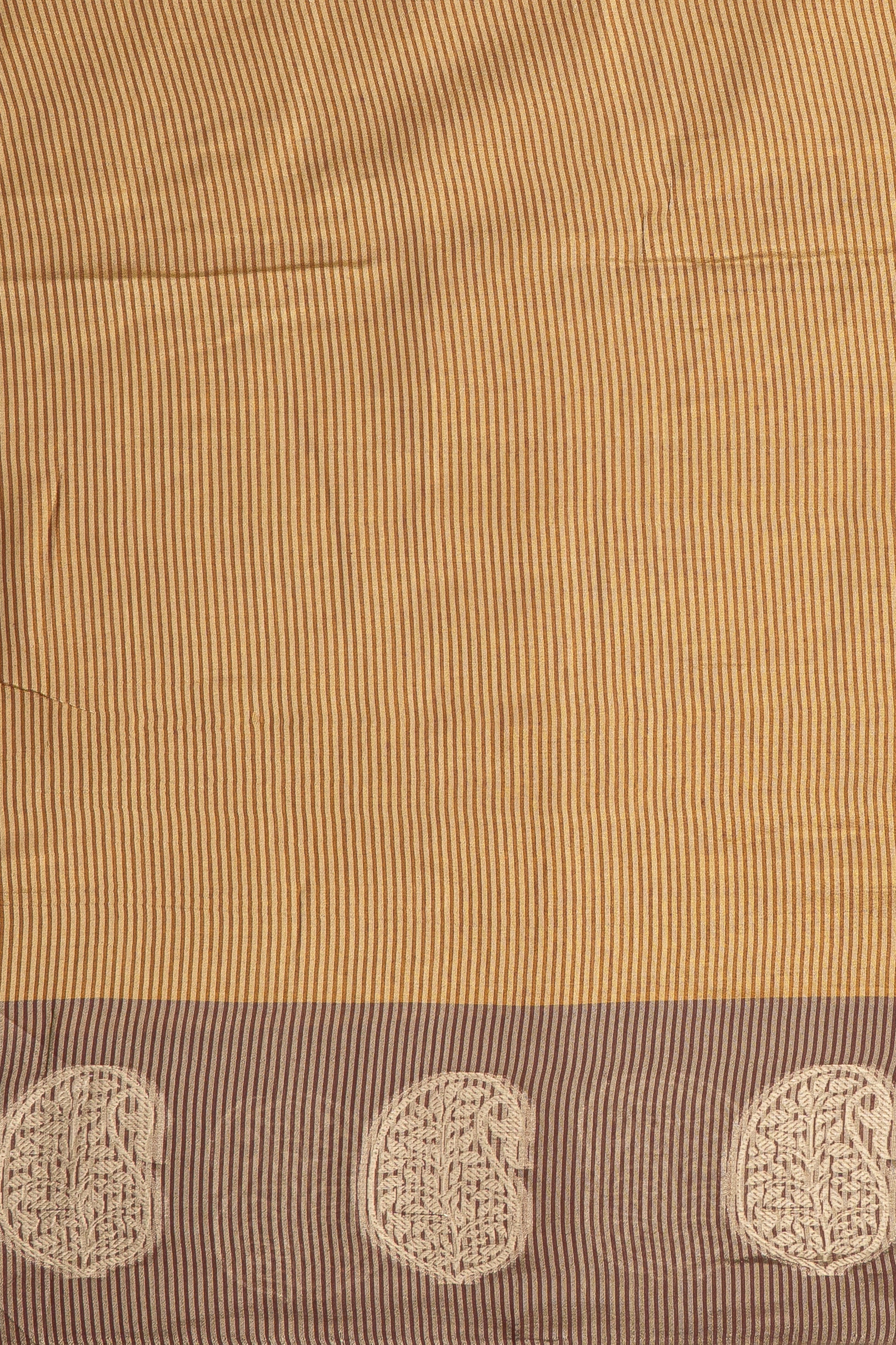 Bronze Tissue Silk Saree with contrast Dusty Pink border