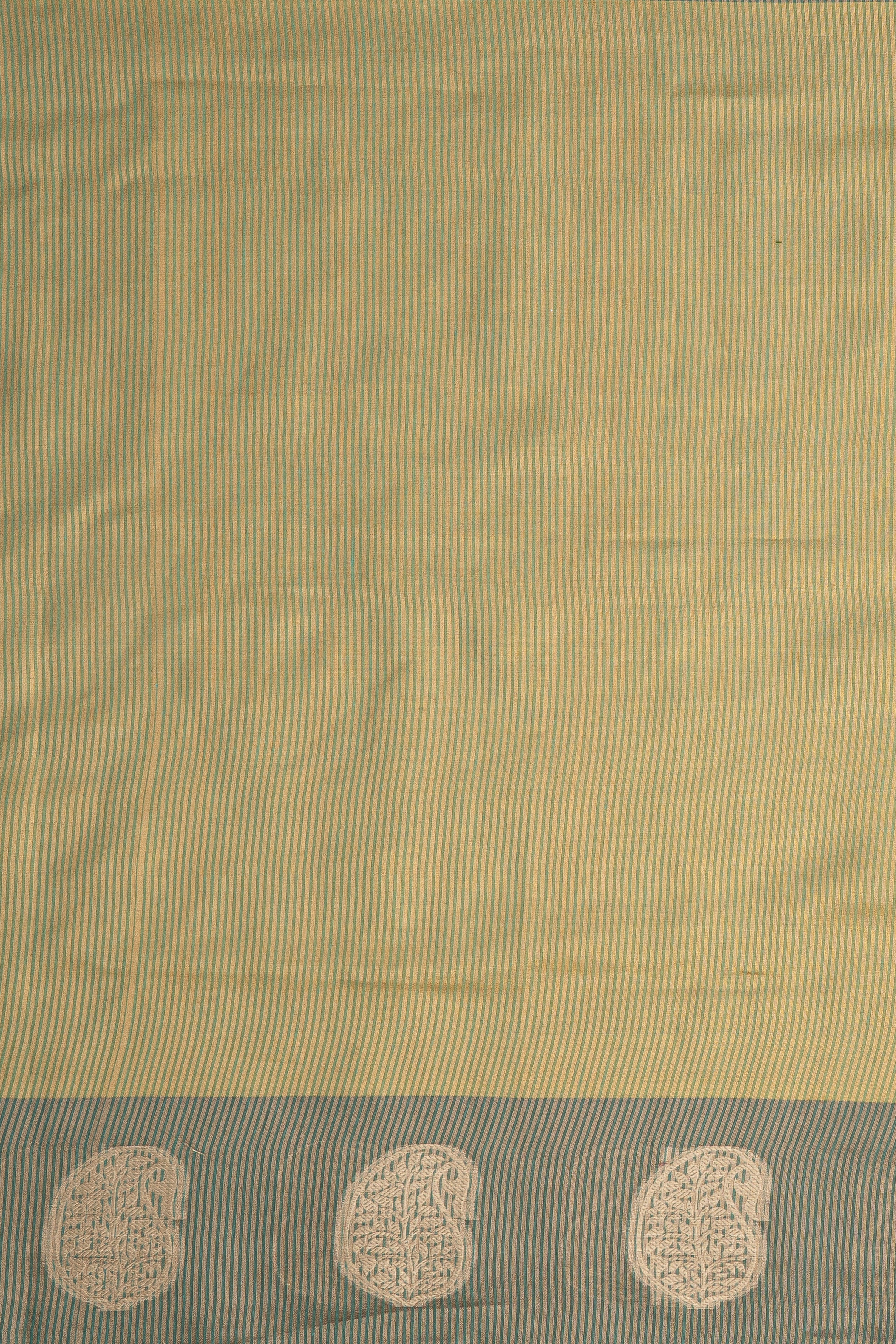 Green Tissue Silk Saree with contrast Forest Green border