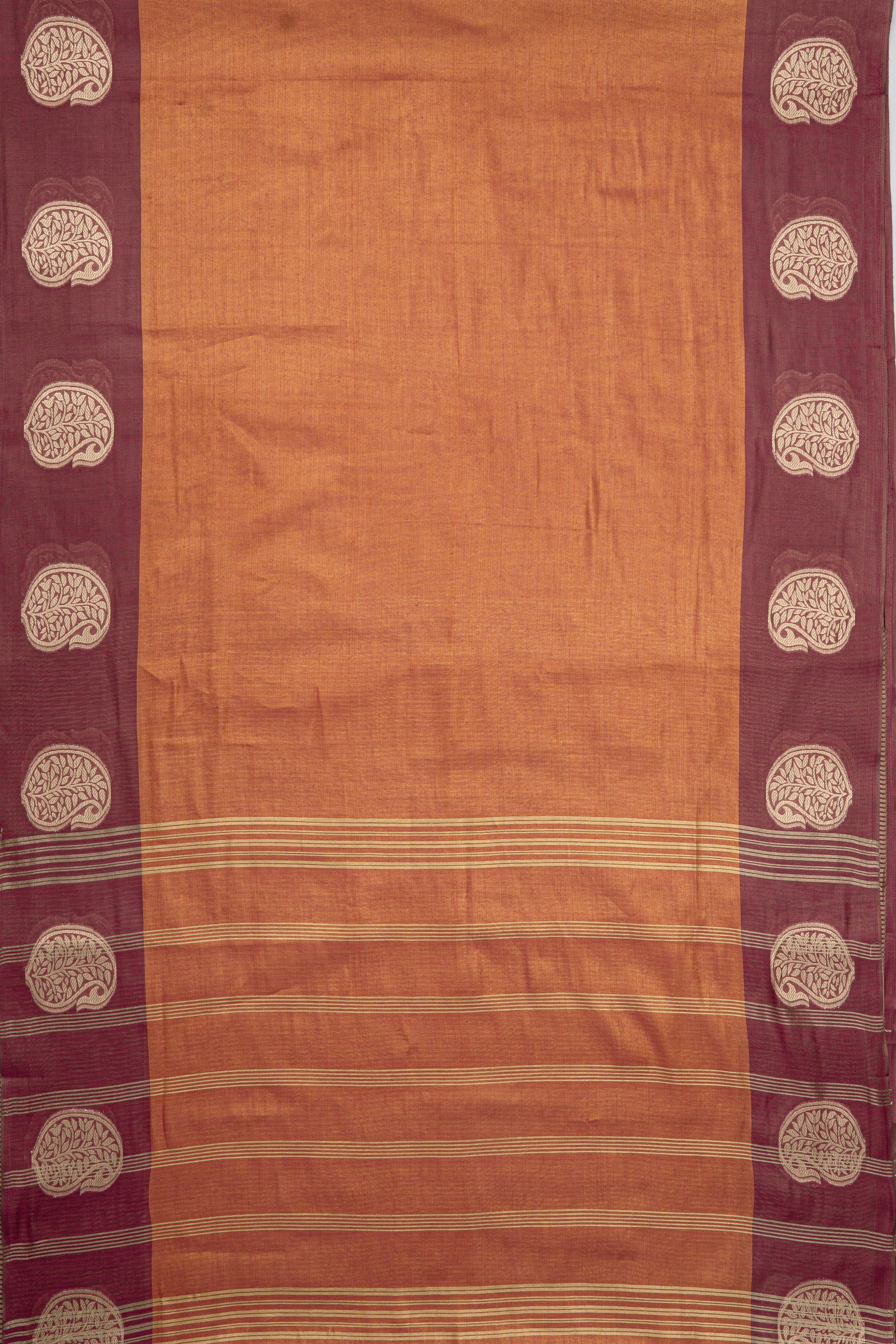Rose Gold Tissue Silk Saree with contrast Dark Pink border