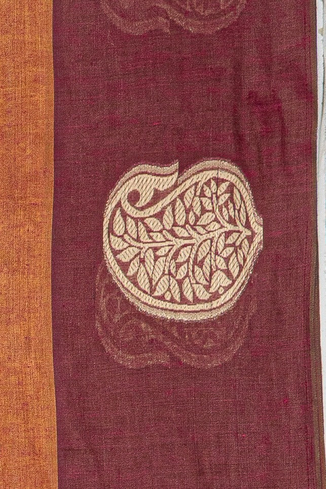 Rose Gold Tissue Silk Saree with contrast Dark Pink border