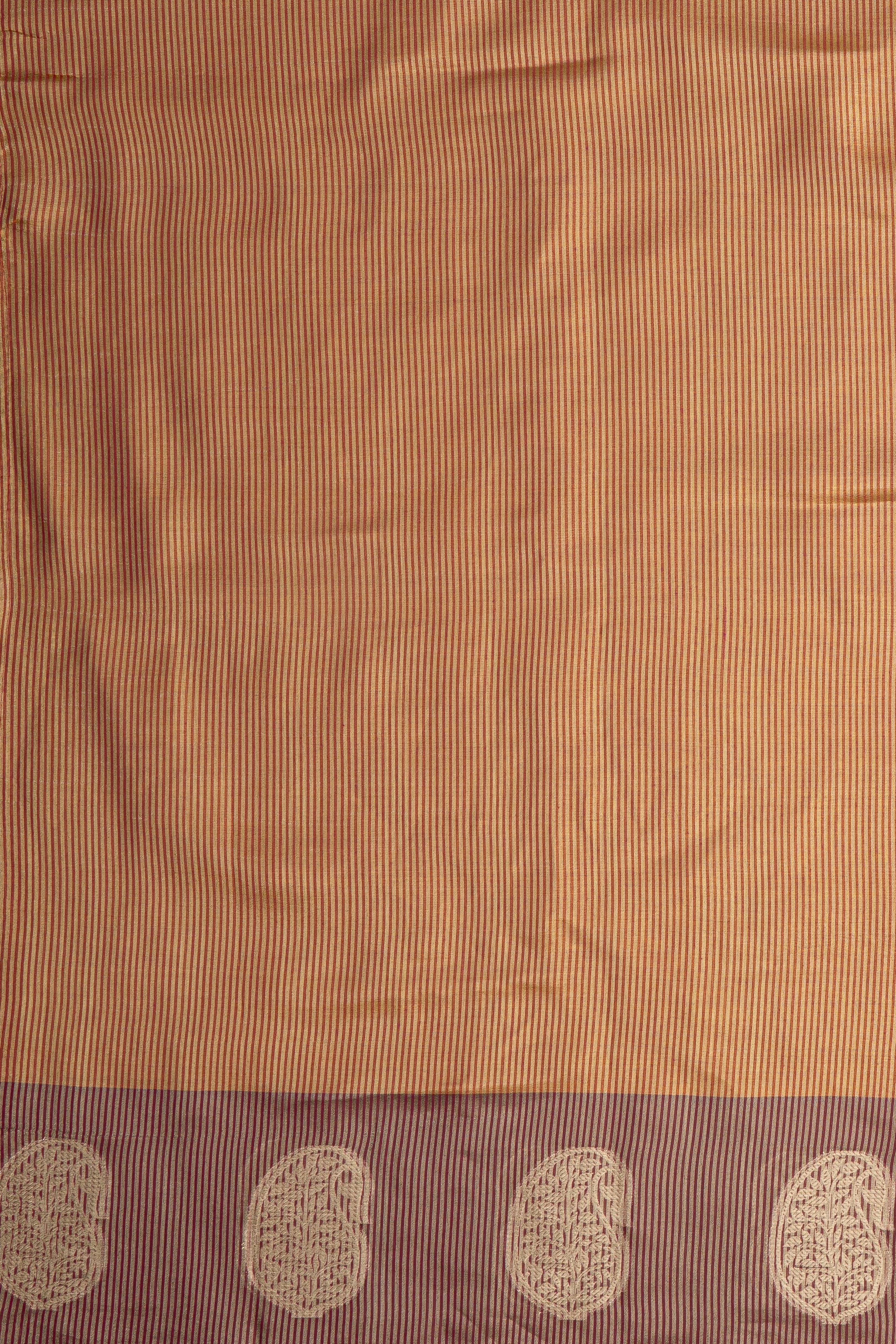 Rose Gold Tissue Silk Saree with contrast Dark Pink border