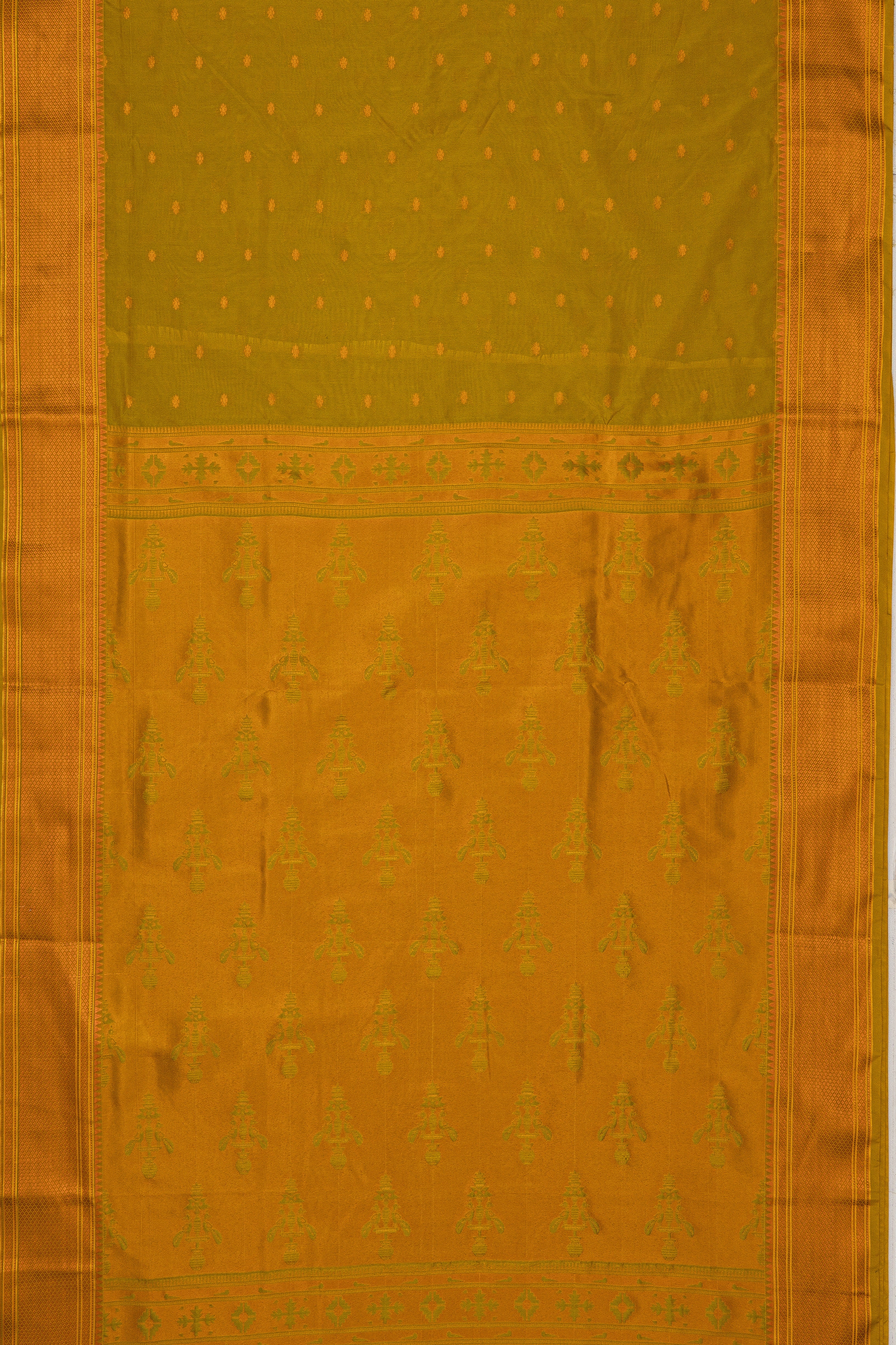 Lime Green Apurva Silk Paithani Saree with Self border