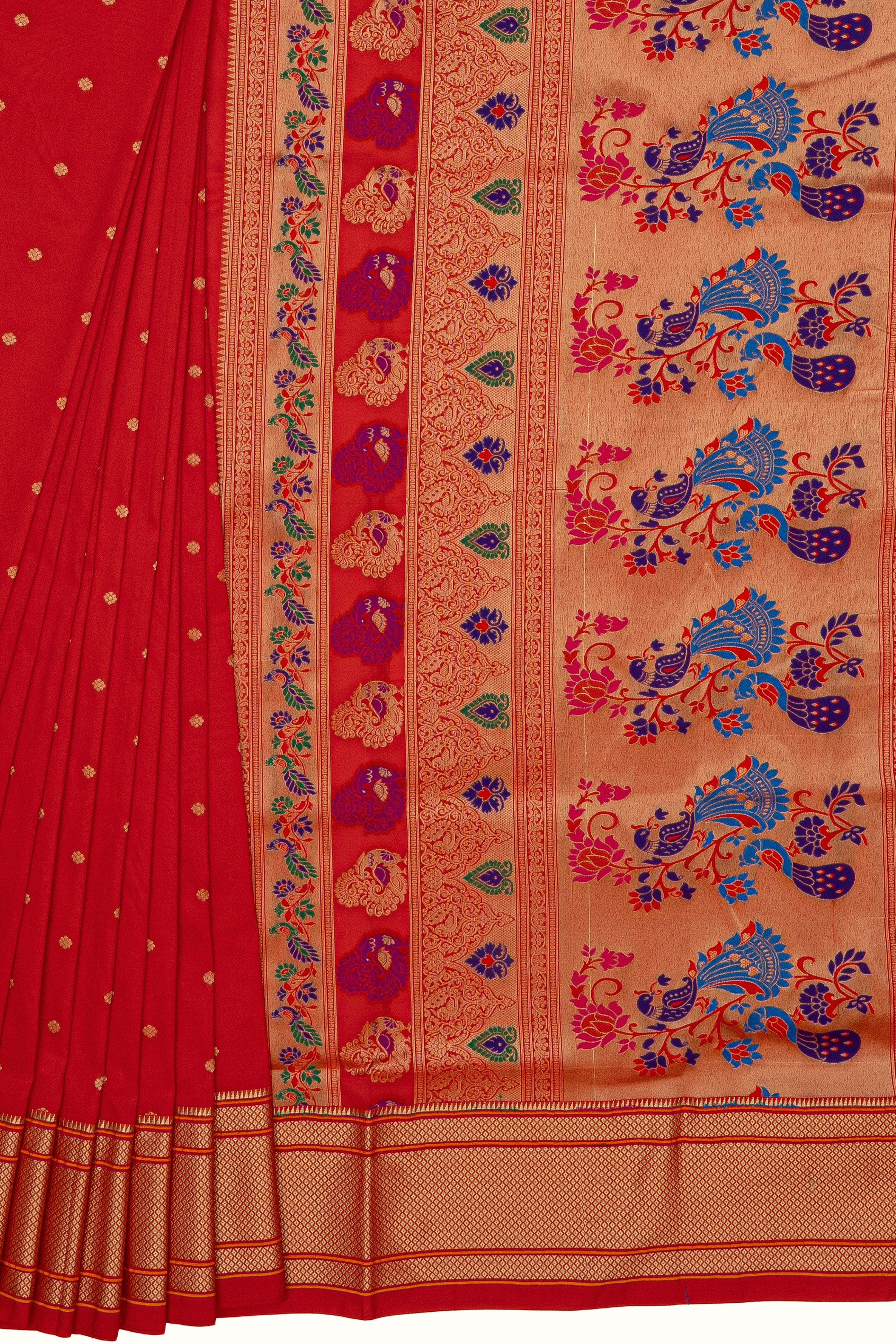 Red Apurva Silk Paithani Saree with Chattai border