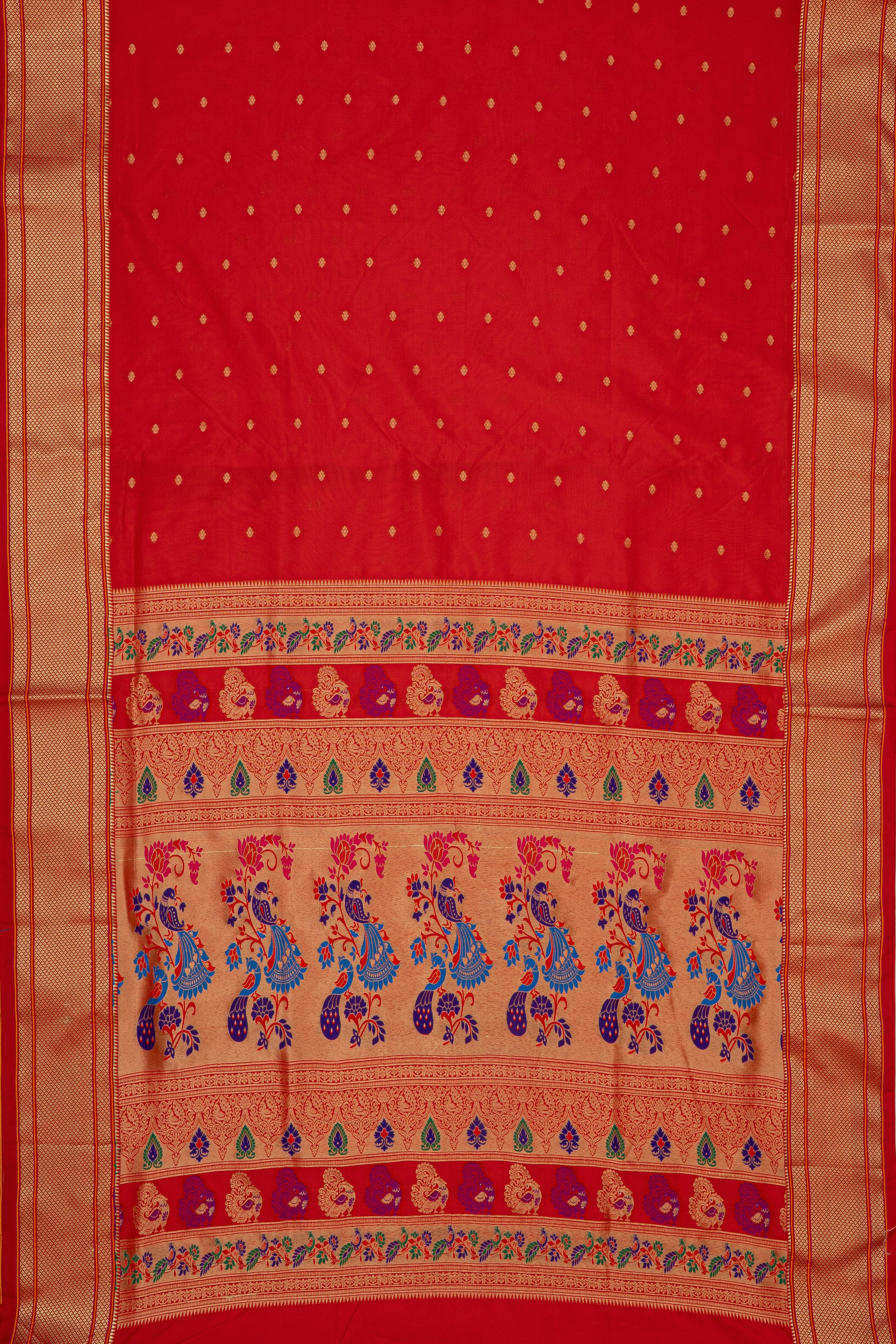 Red Apurva Silk Paithani Saree with Chattai border