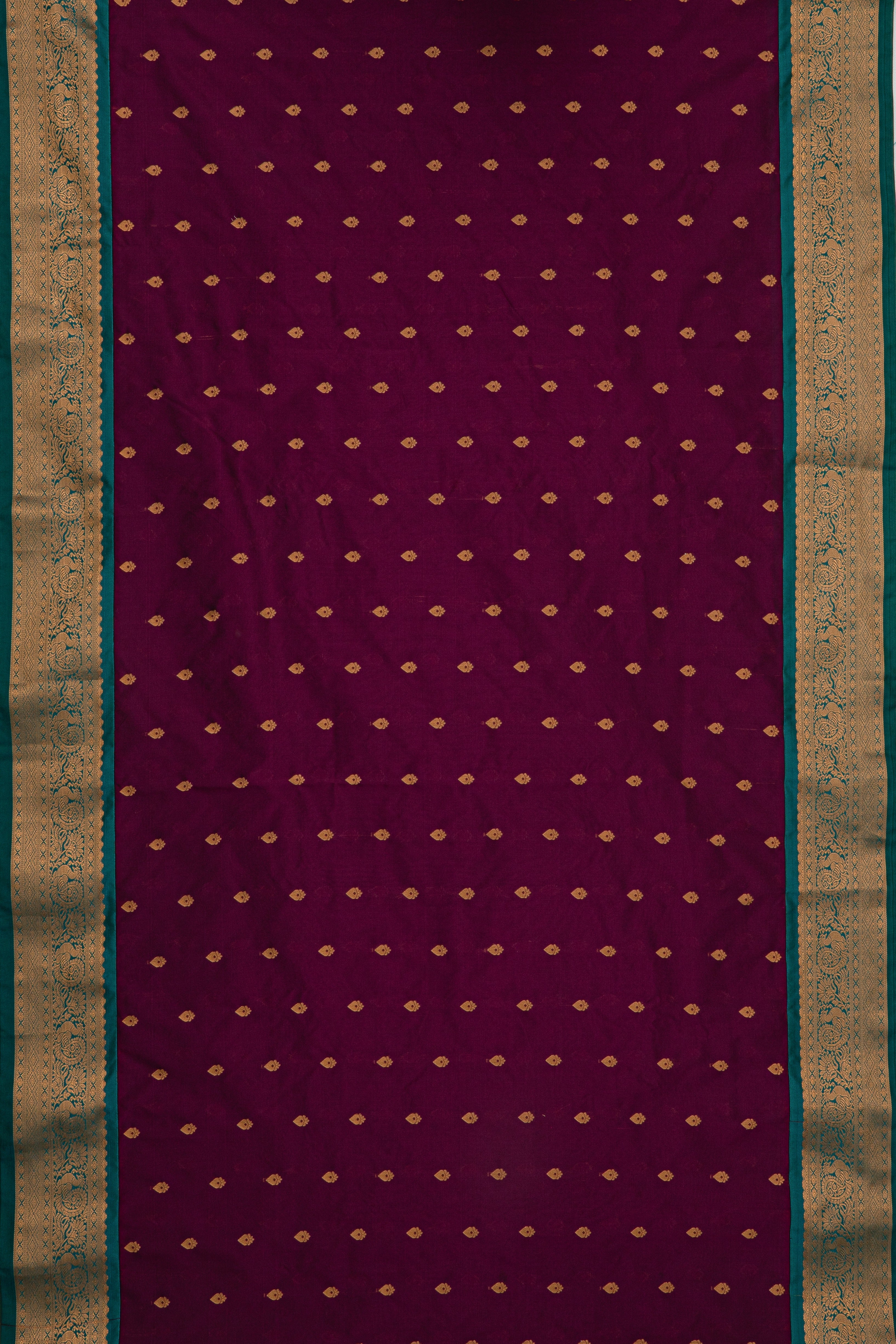 Wine Apurva Silk Paithani Saree with Peacock Green border