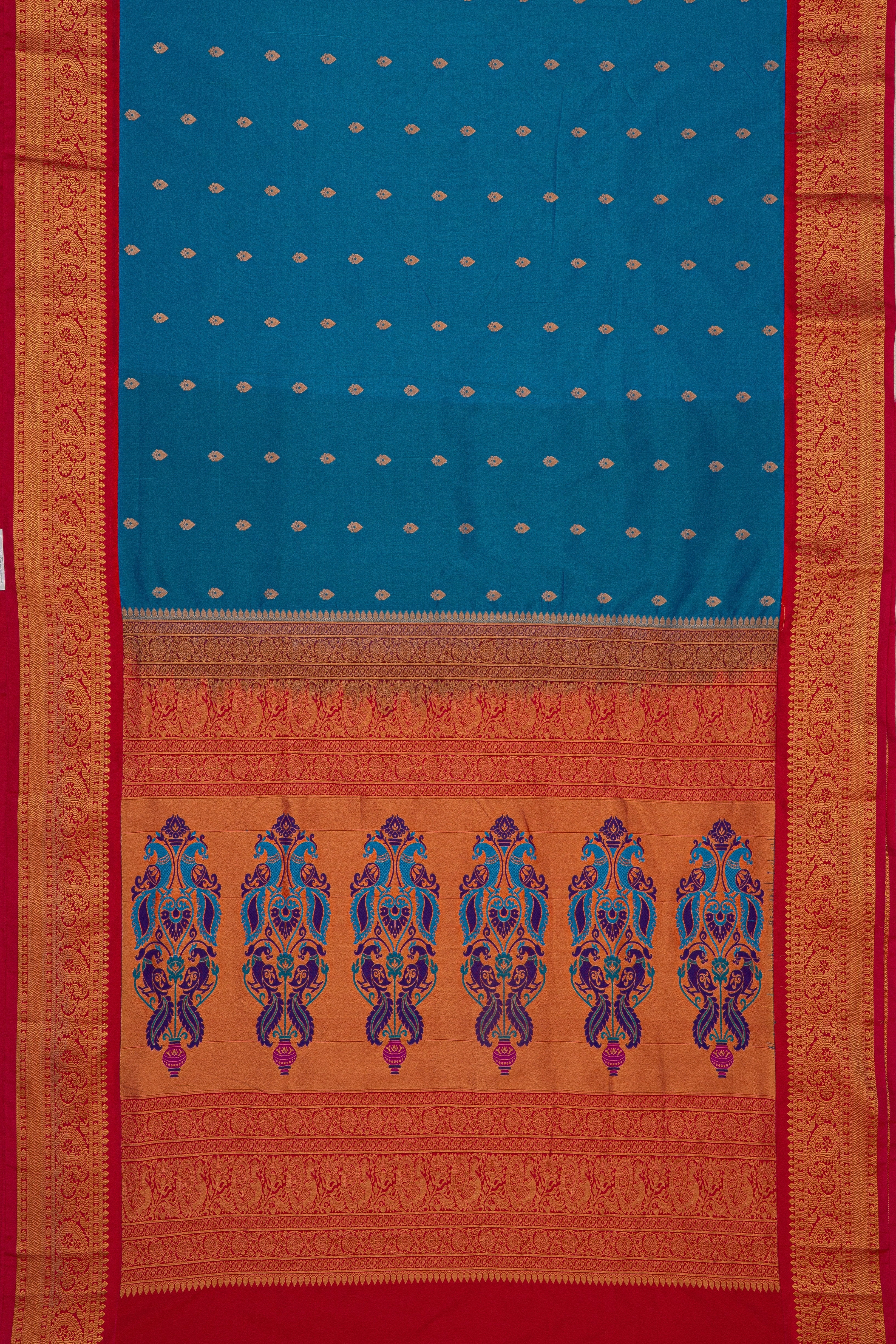 Blue Apurva Silk Kadiyal Paithani Saree with Rani Pink border
