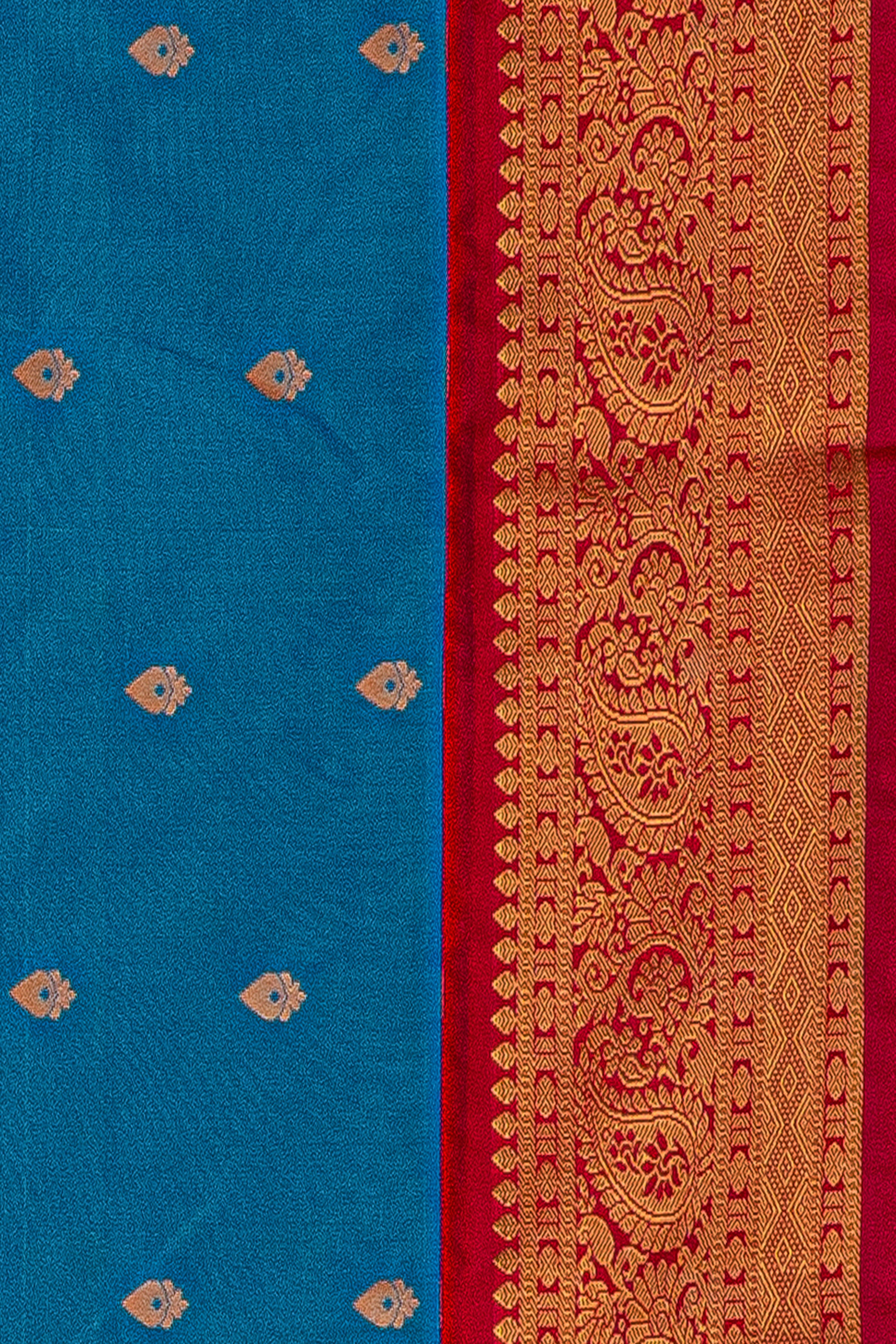 Blue Apurva Silk Kadiyal Paithani Saree with Rani Pink border