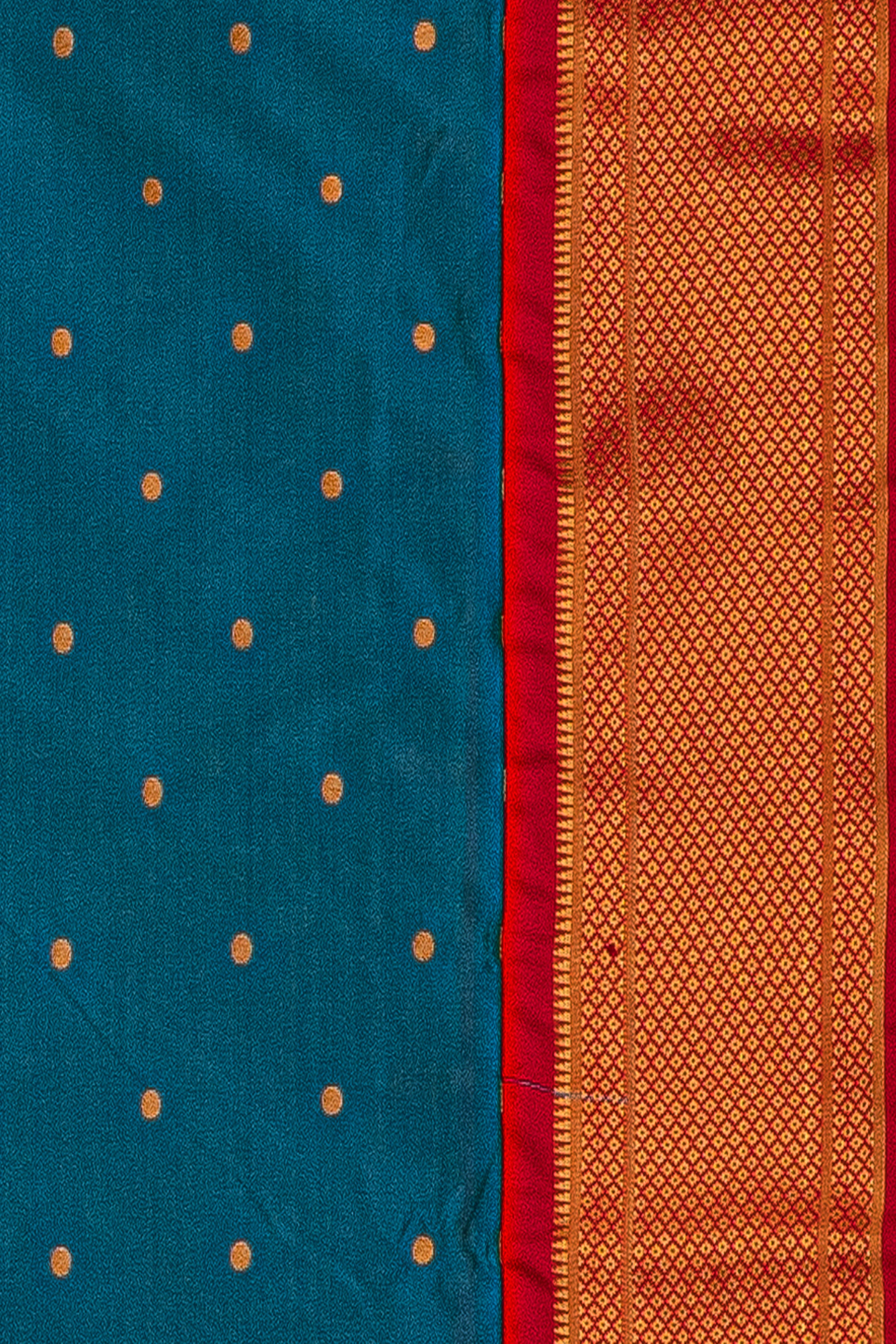 Blue Apurva Silk Paithani Saree with contrast Red border