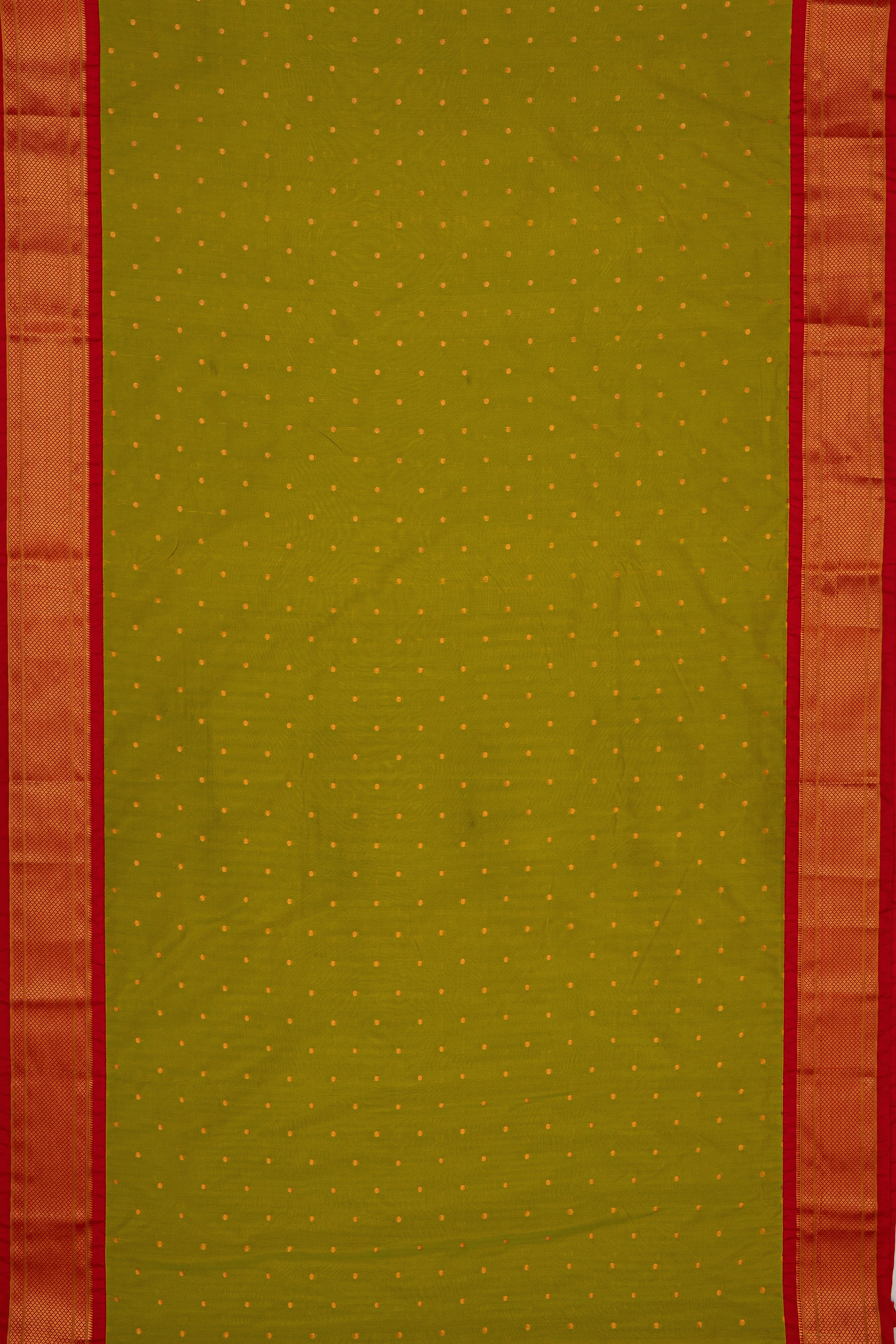 Lime Green Apurva Silk Paithani Saree with contrast Red border
