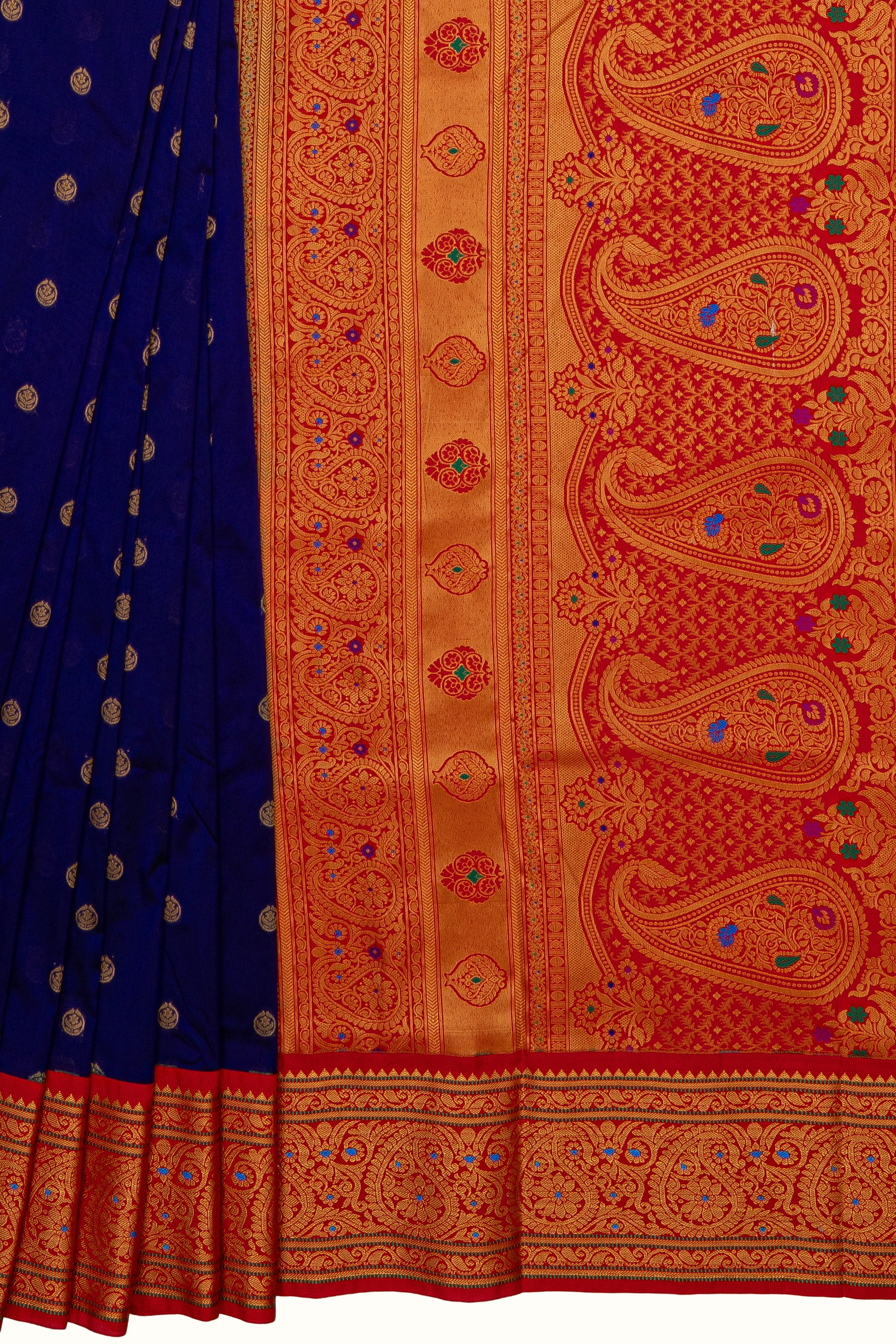 Purple Apurva Silk Paithani Saree with contrast Red border