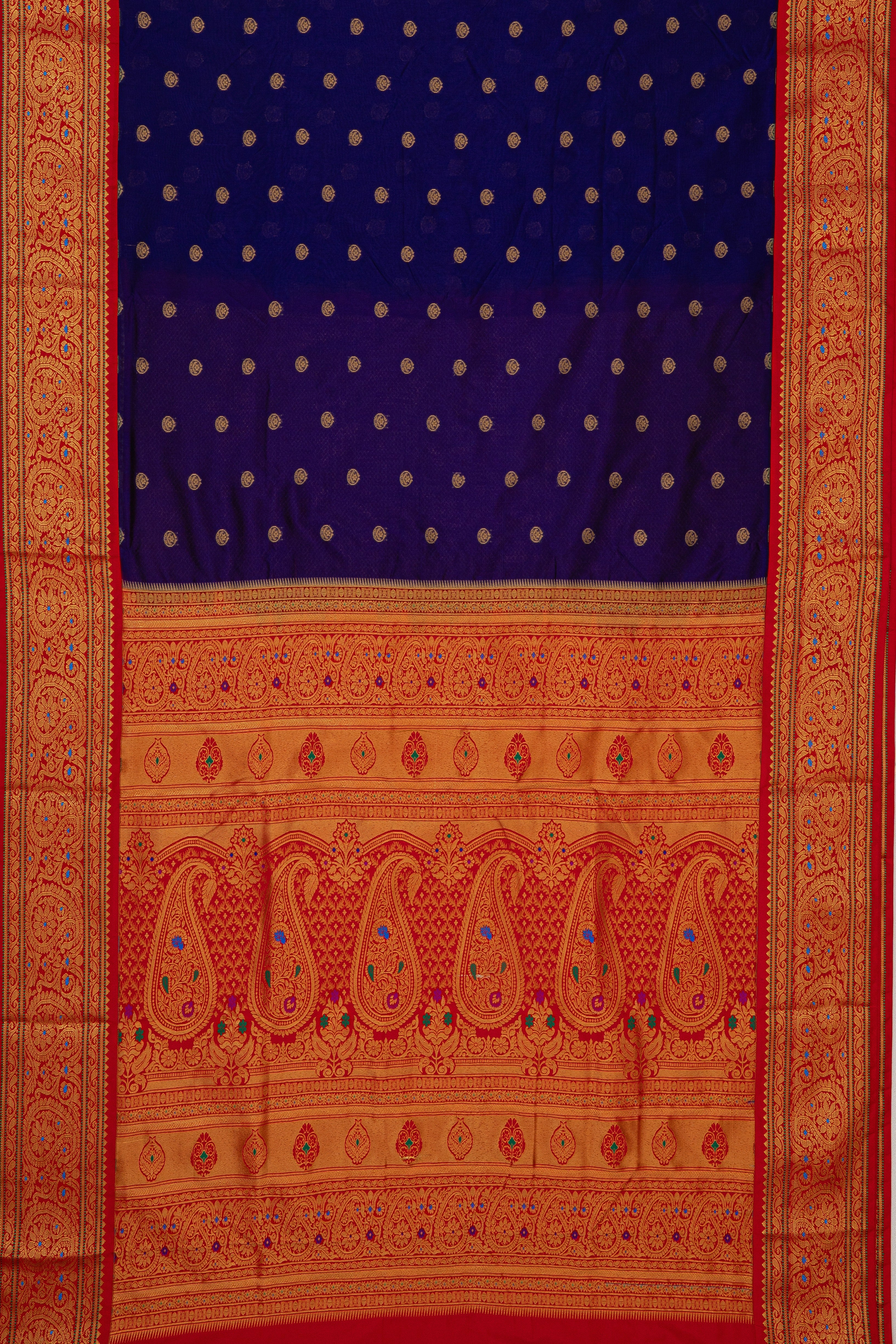 Purple Apurva Silk Paithani Saree with contrast Red border