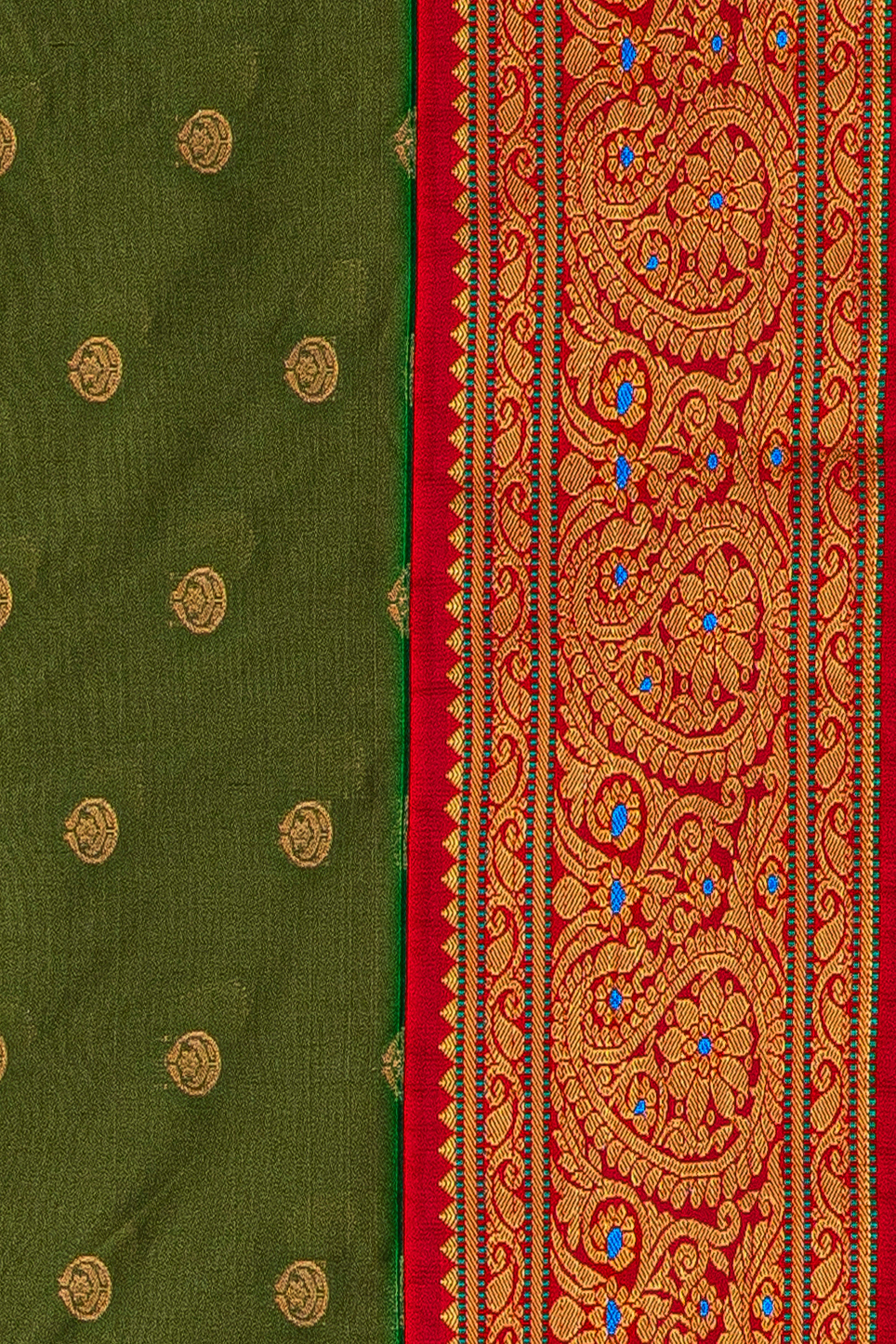 Mehndi Green Apurva Silk Paithani Saree with Red border