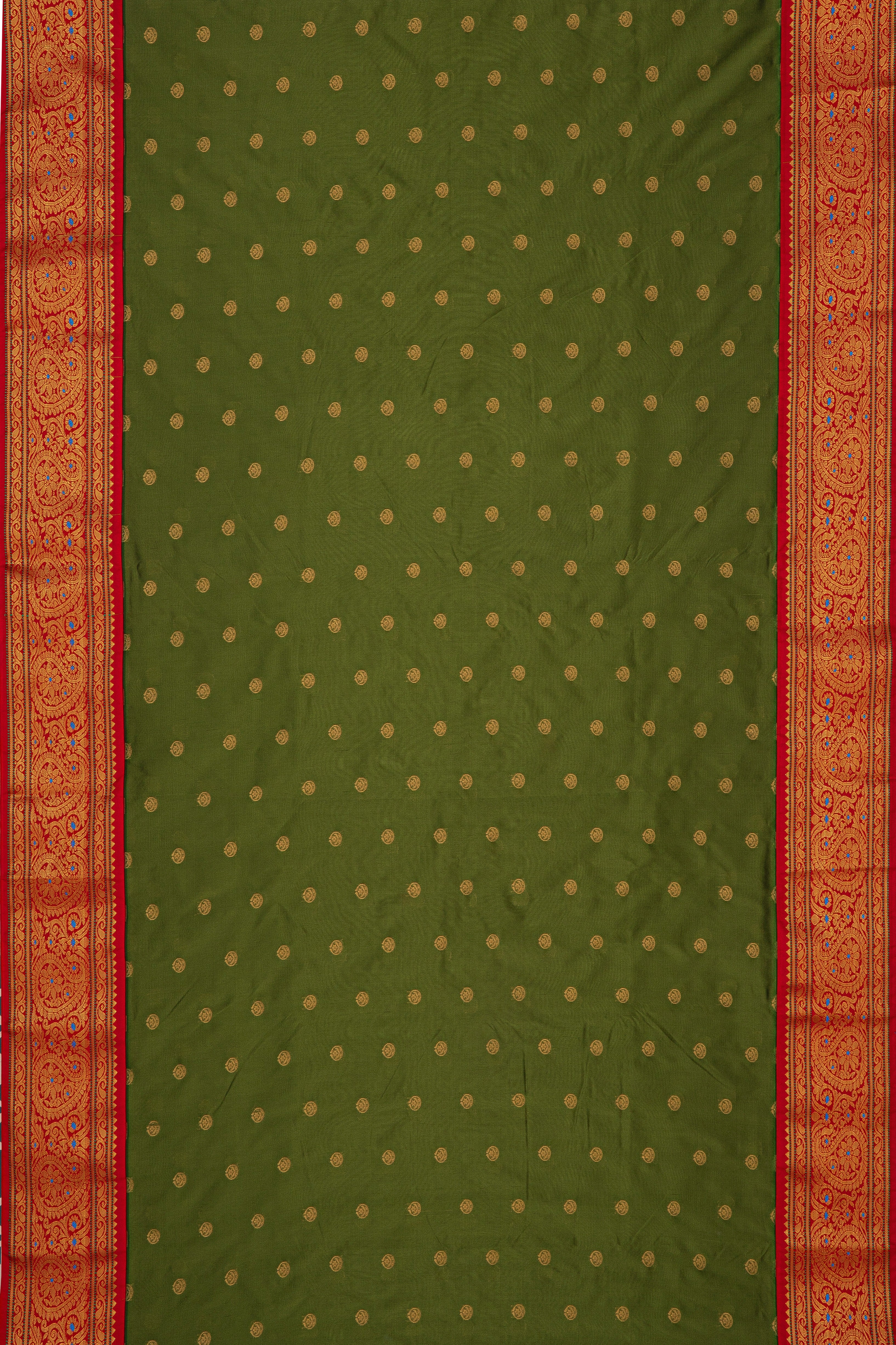 Mehndi Green Apurva Silk Paithani Saree with Red border