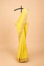 Lime Green Katan Silk Saree with Veil border