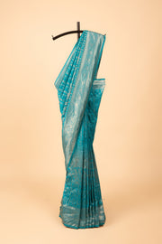 Peacock Green Katan Silk Saree with self Brocade blouse