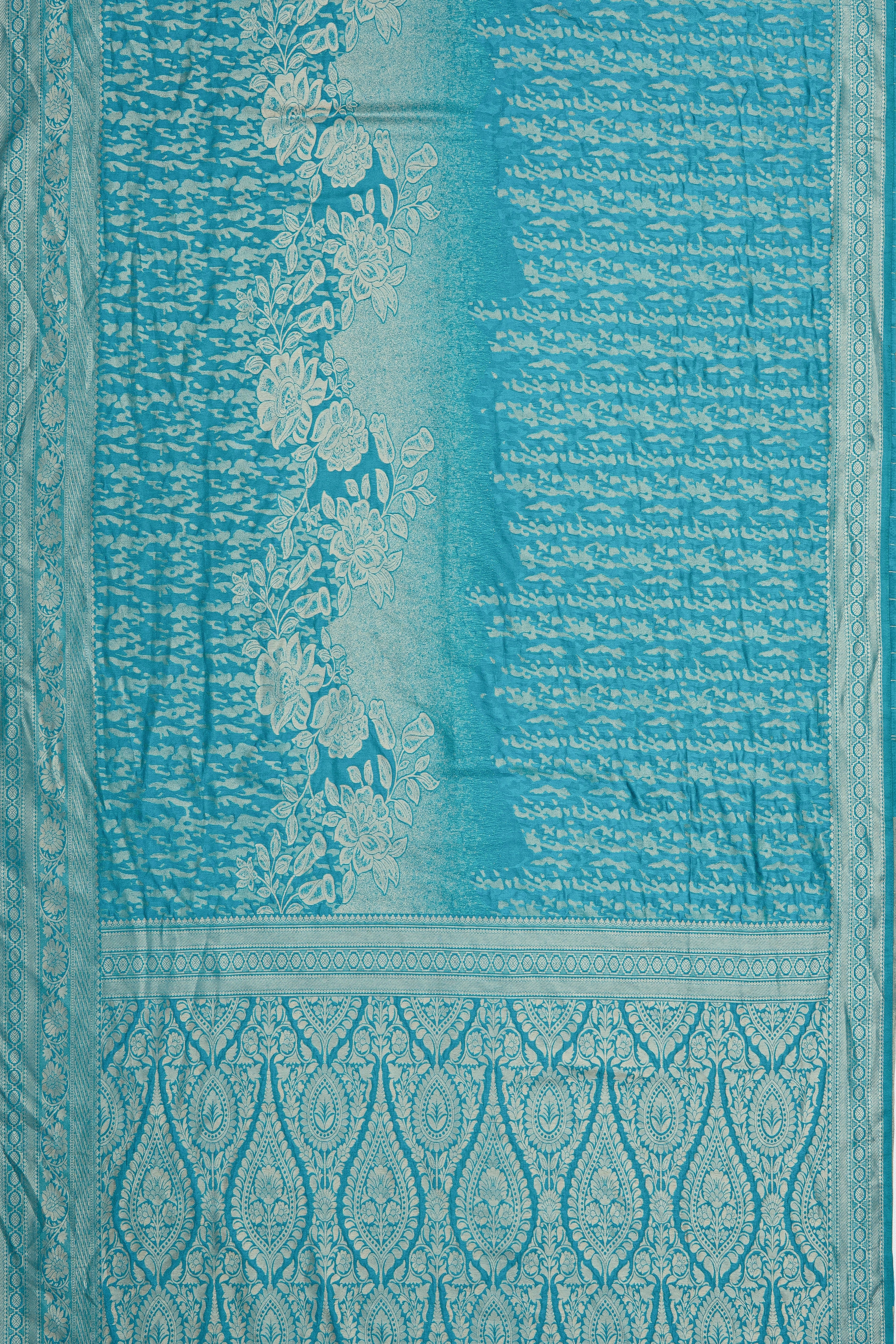 Peacock Green Katan Silk Saree with self Brocade blouse