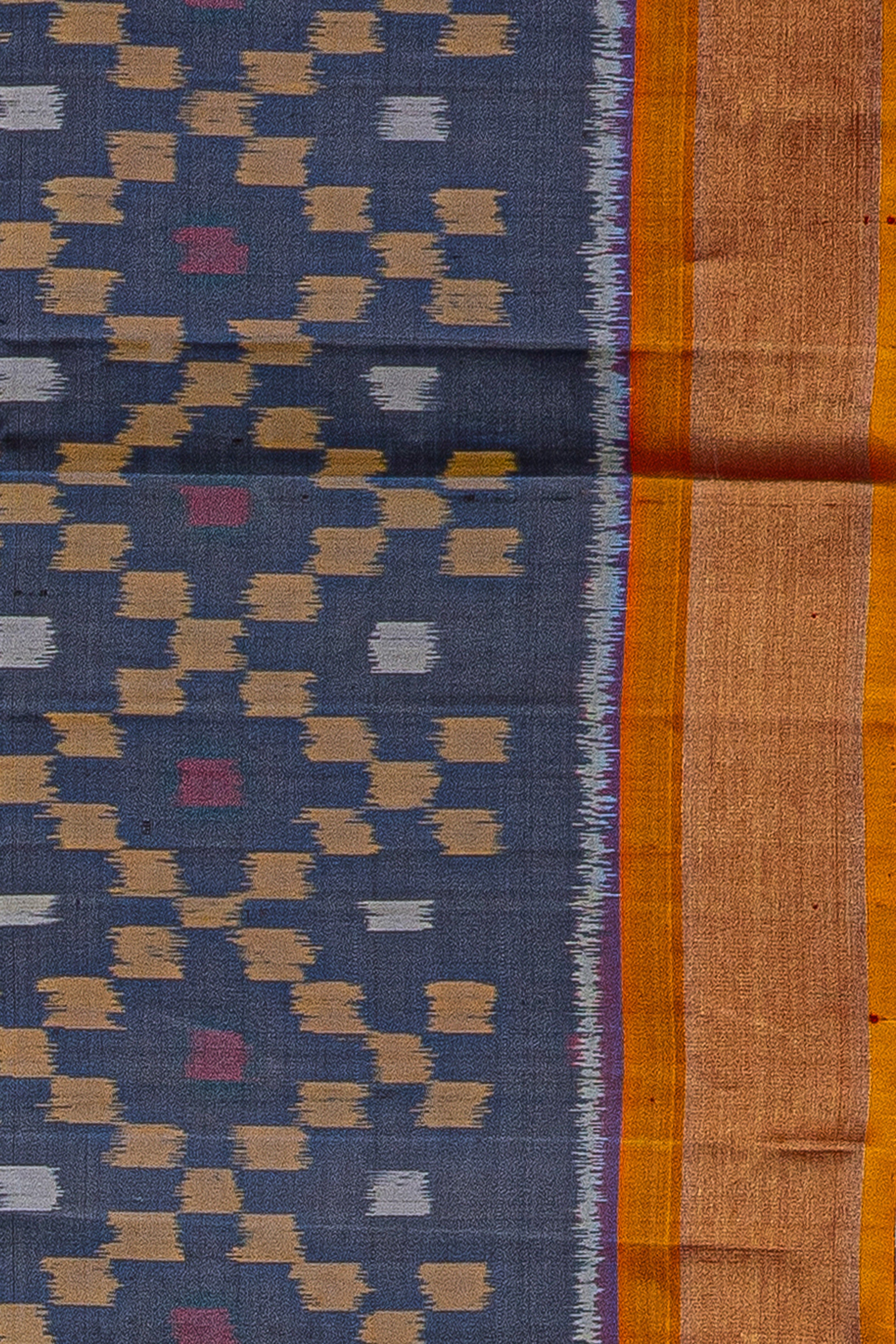 Cloudy Blue and Orange Pure Silk Patola Saree