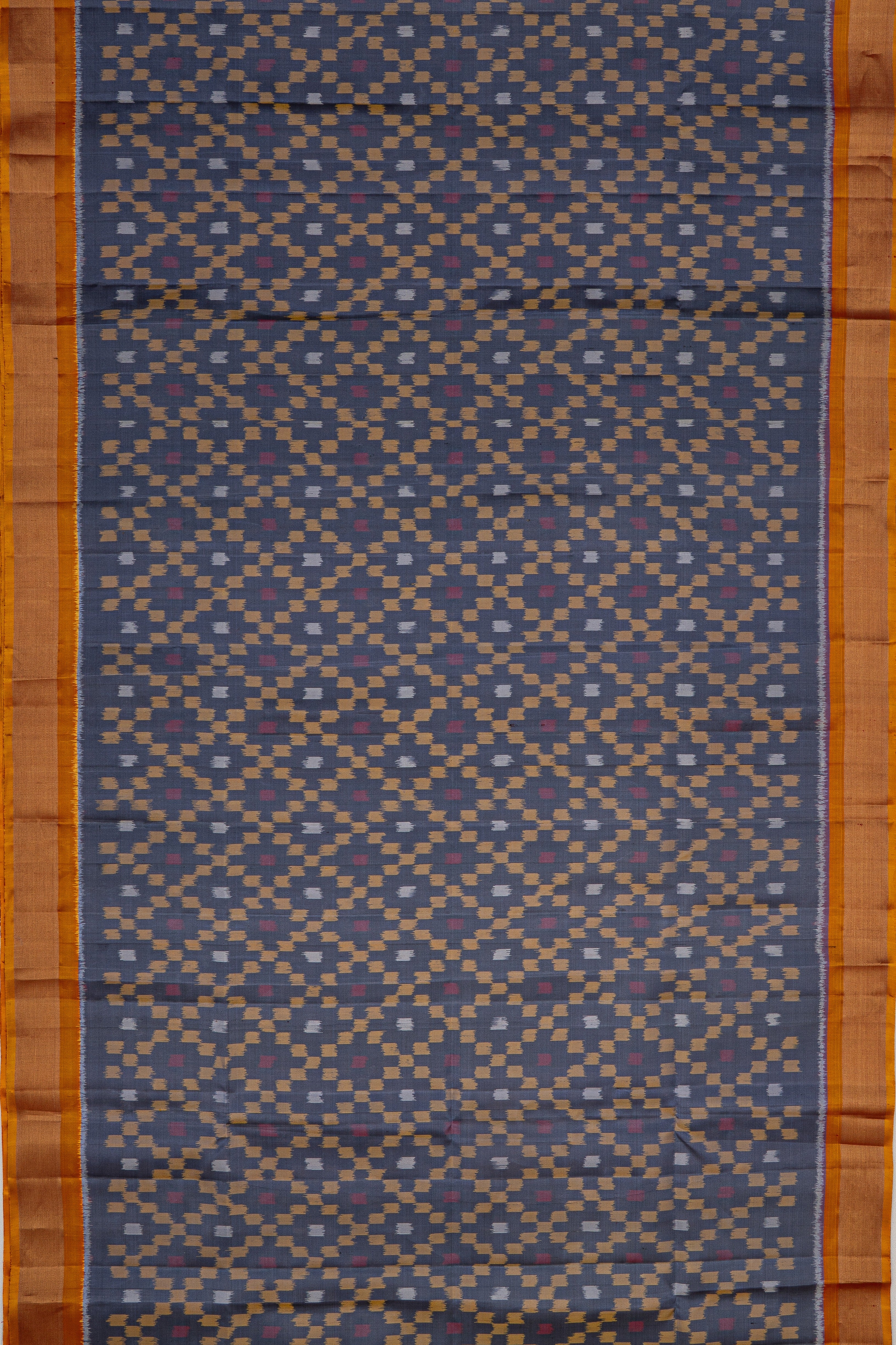 Cloudy Blue and Orange Pure Silk Patola Saree