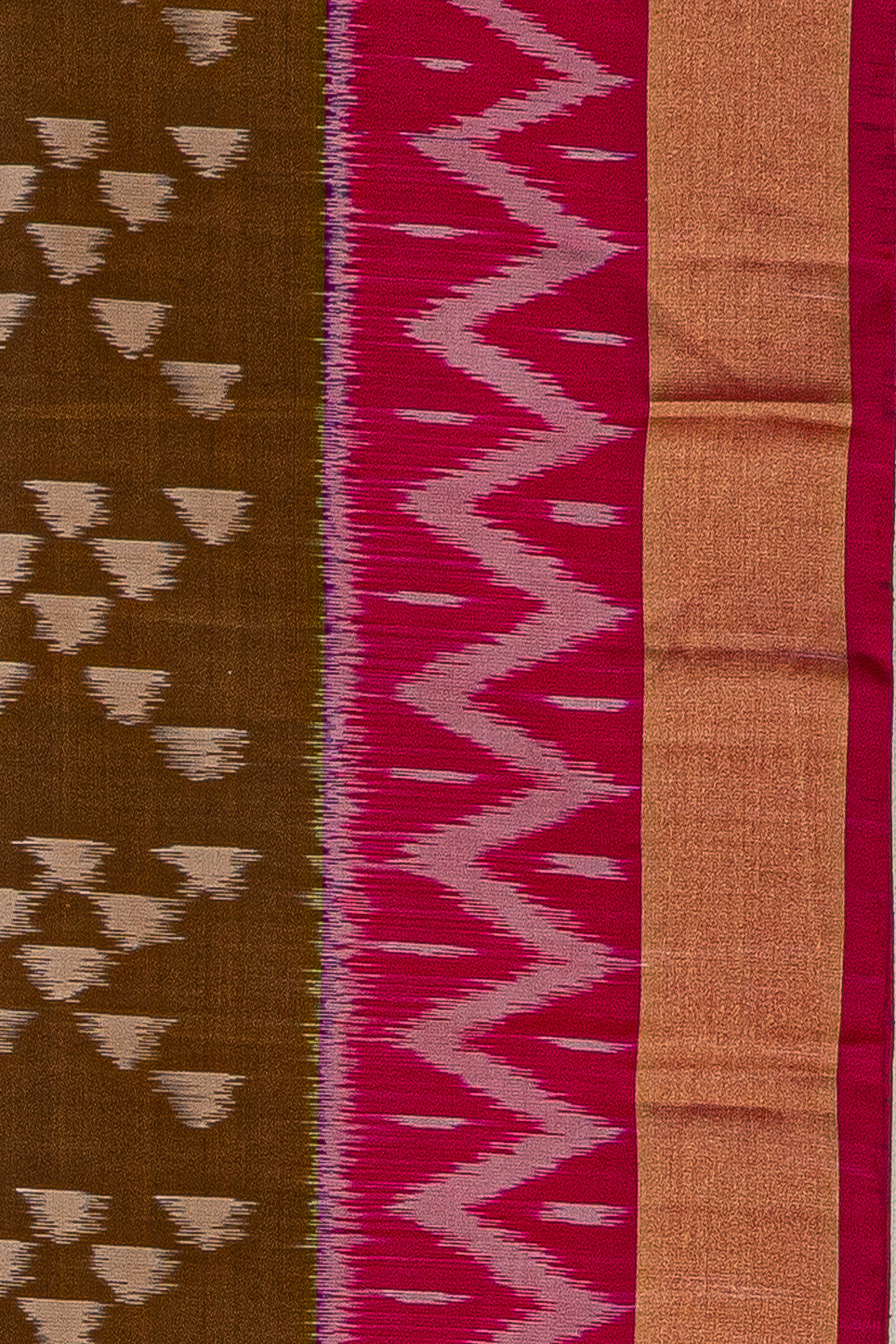 Mehndi Green and Pink Pure Silk Patola Saree