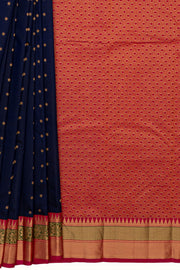 Purple Pure Silk Kadiyal Saree with Rani Pink border
