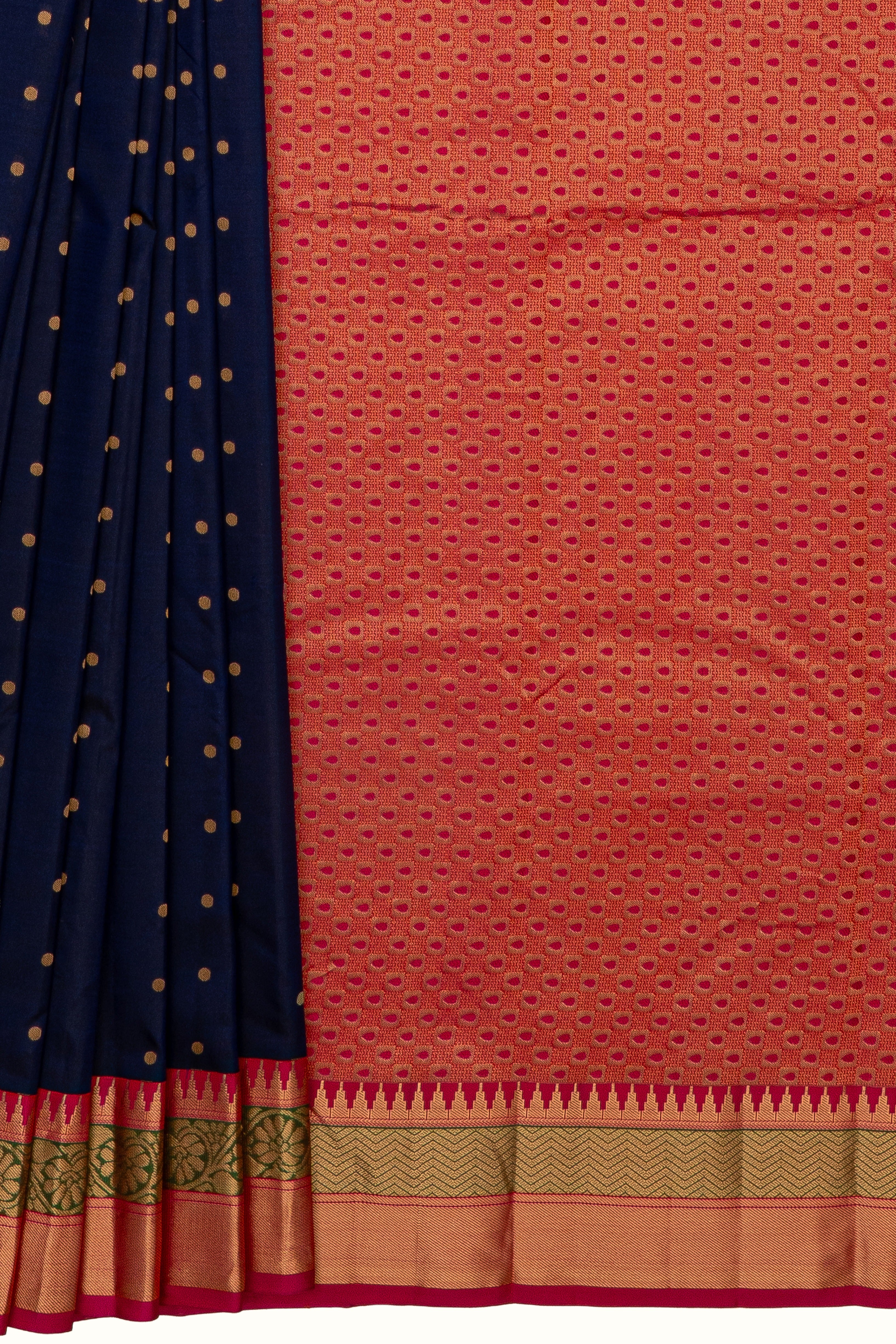 Purple Pure Silk Kadiyal Saree with Rani Pink border