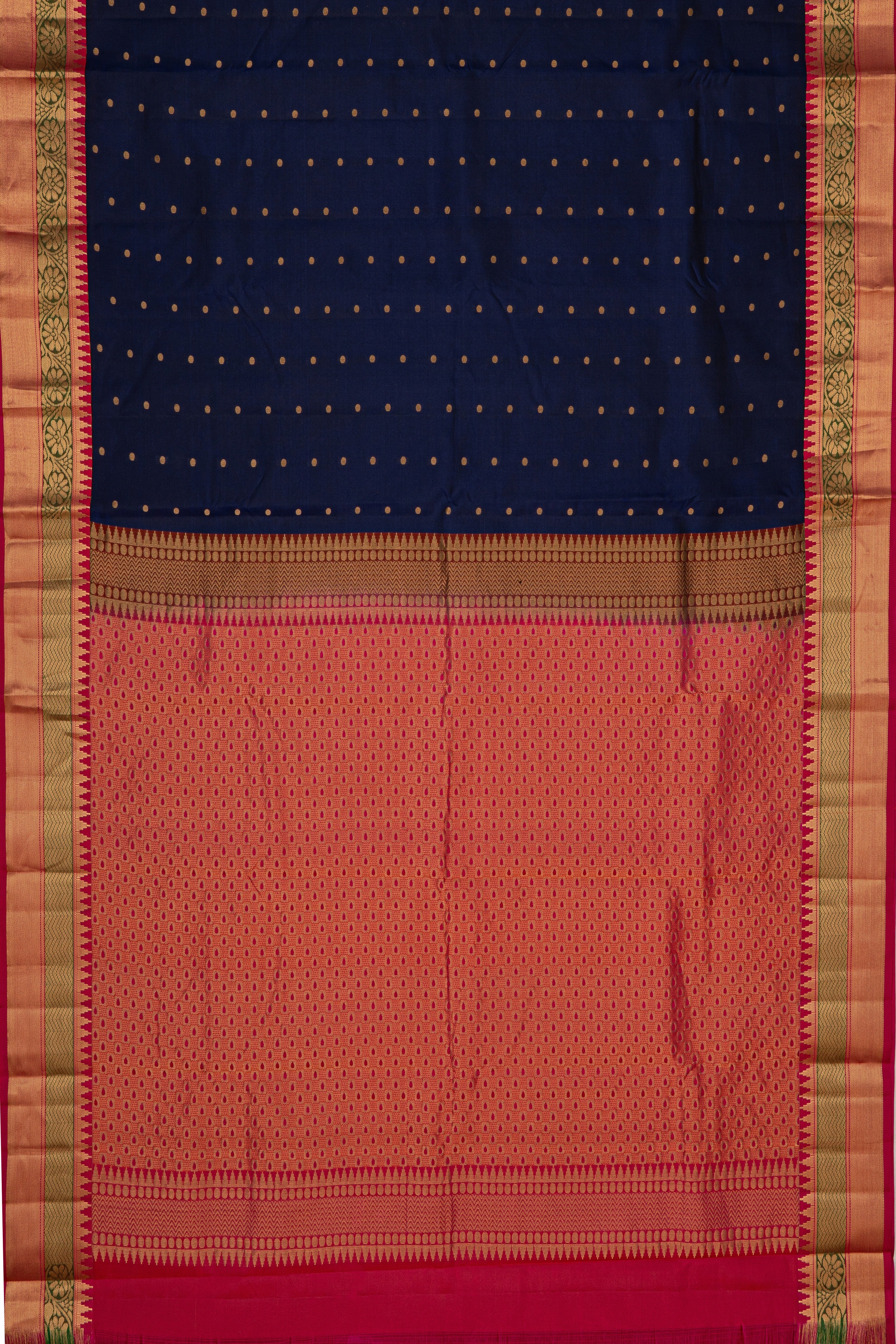 Purple Pure Silk Kadiyal Saree with Rani Pink border