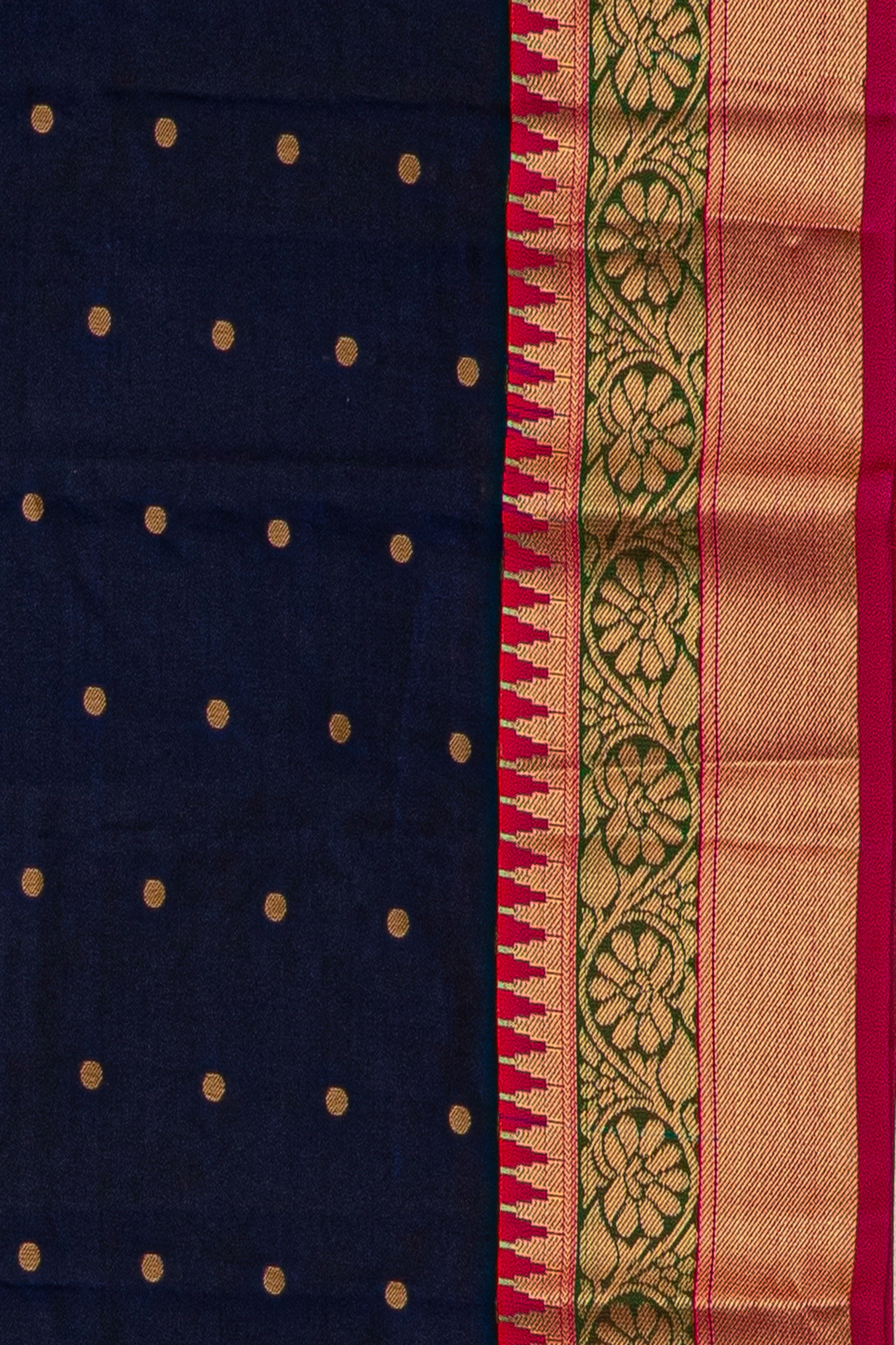 Purple Pure Silk Kadiyal Saree with Rani Pink border