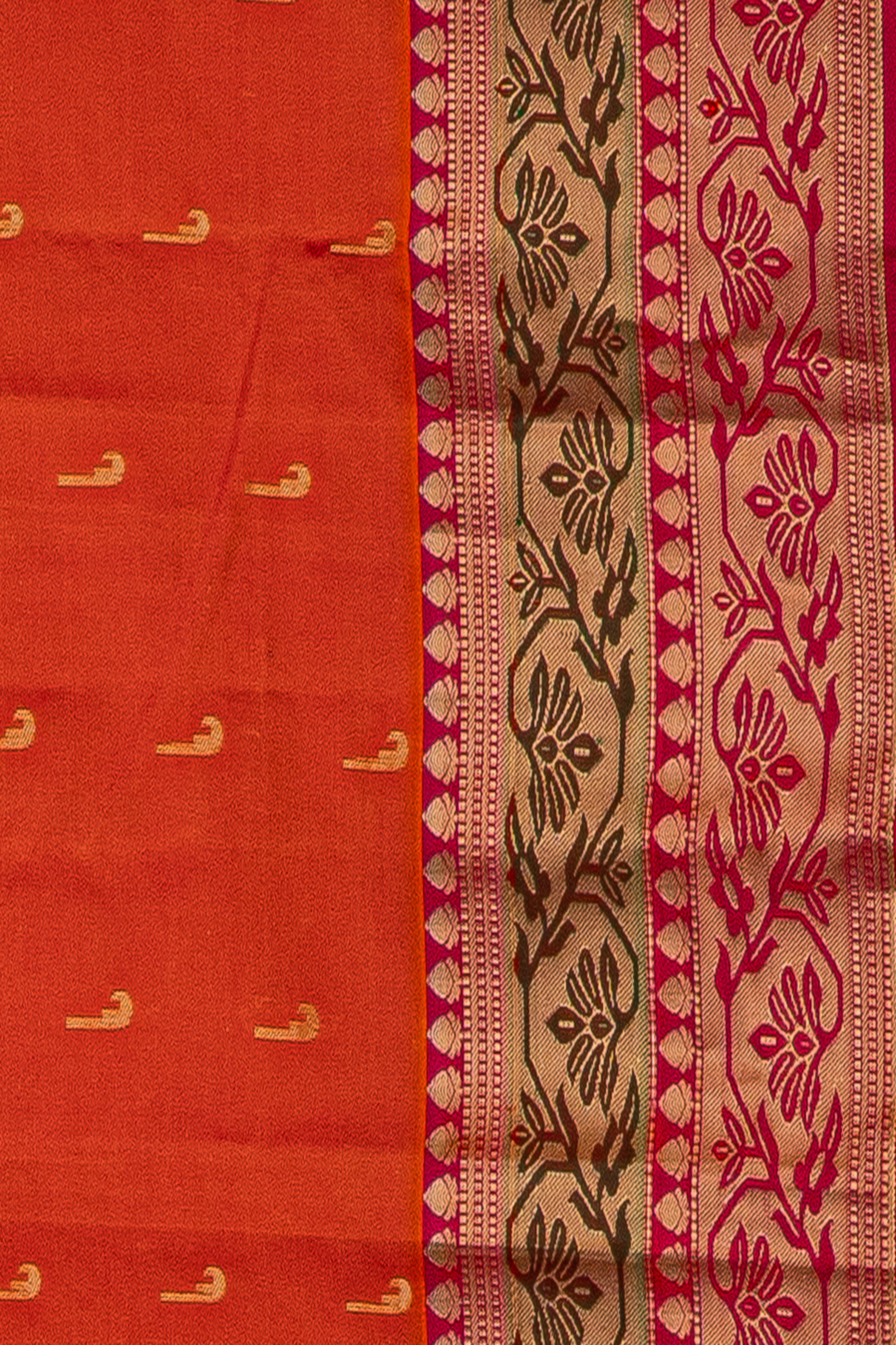 Orange Pure Silk Saree with Asawali border