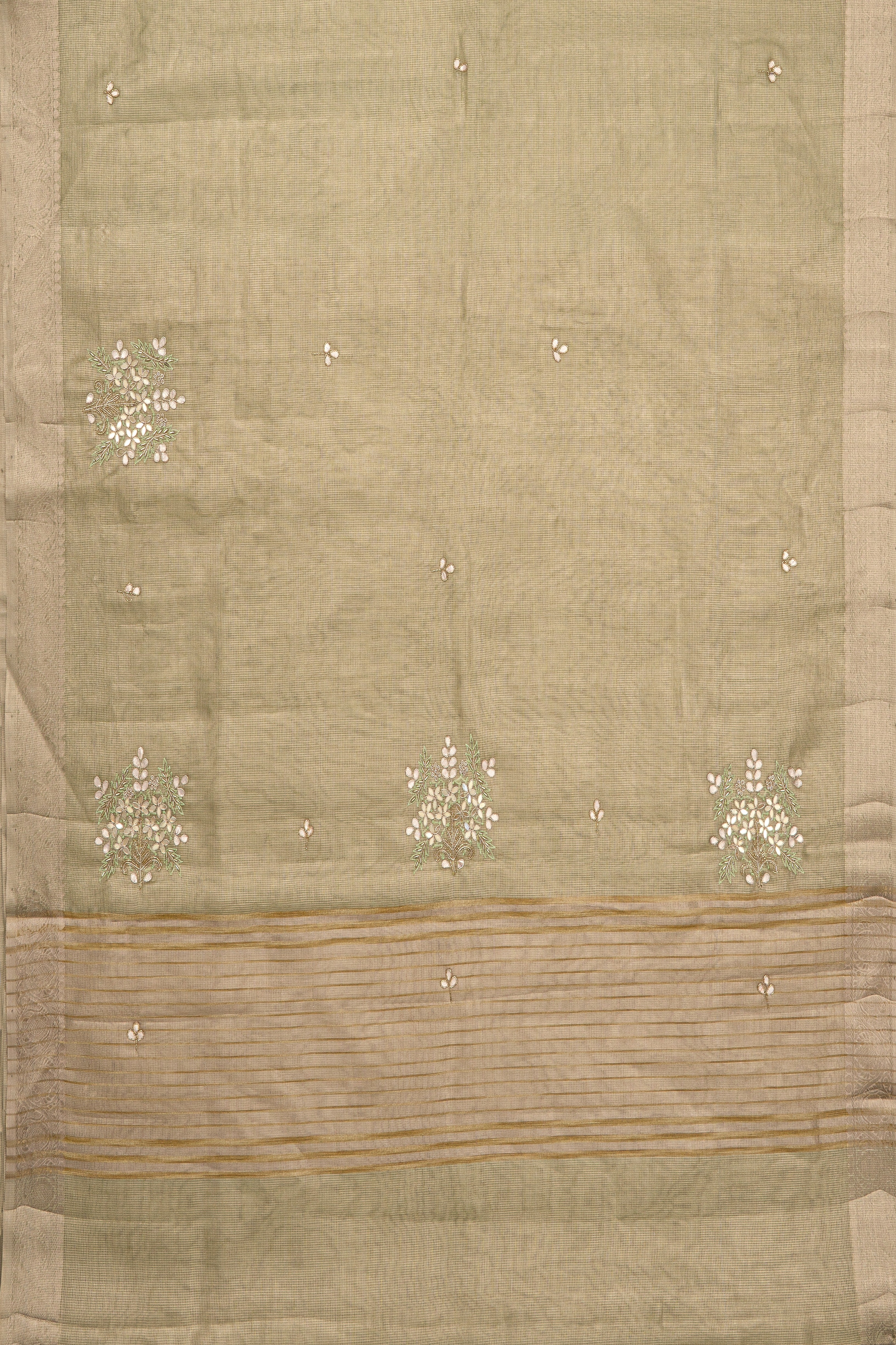 Pastel Green Tissue Silk Saree with Gota Patti Stonework
