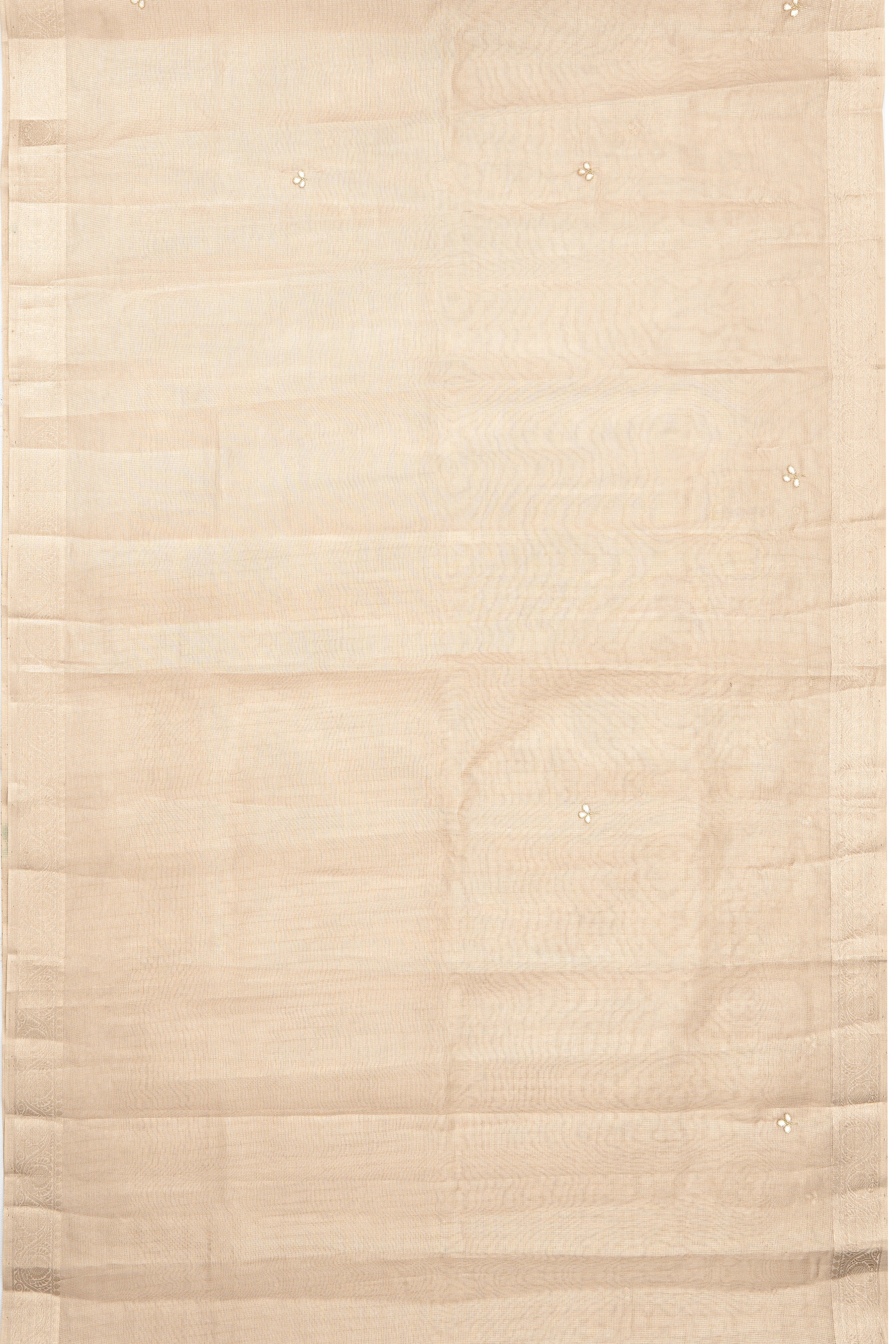 White Gold Tissue Silk Saree with Gota Patti Stonework