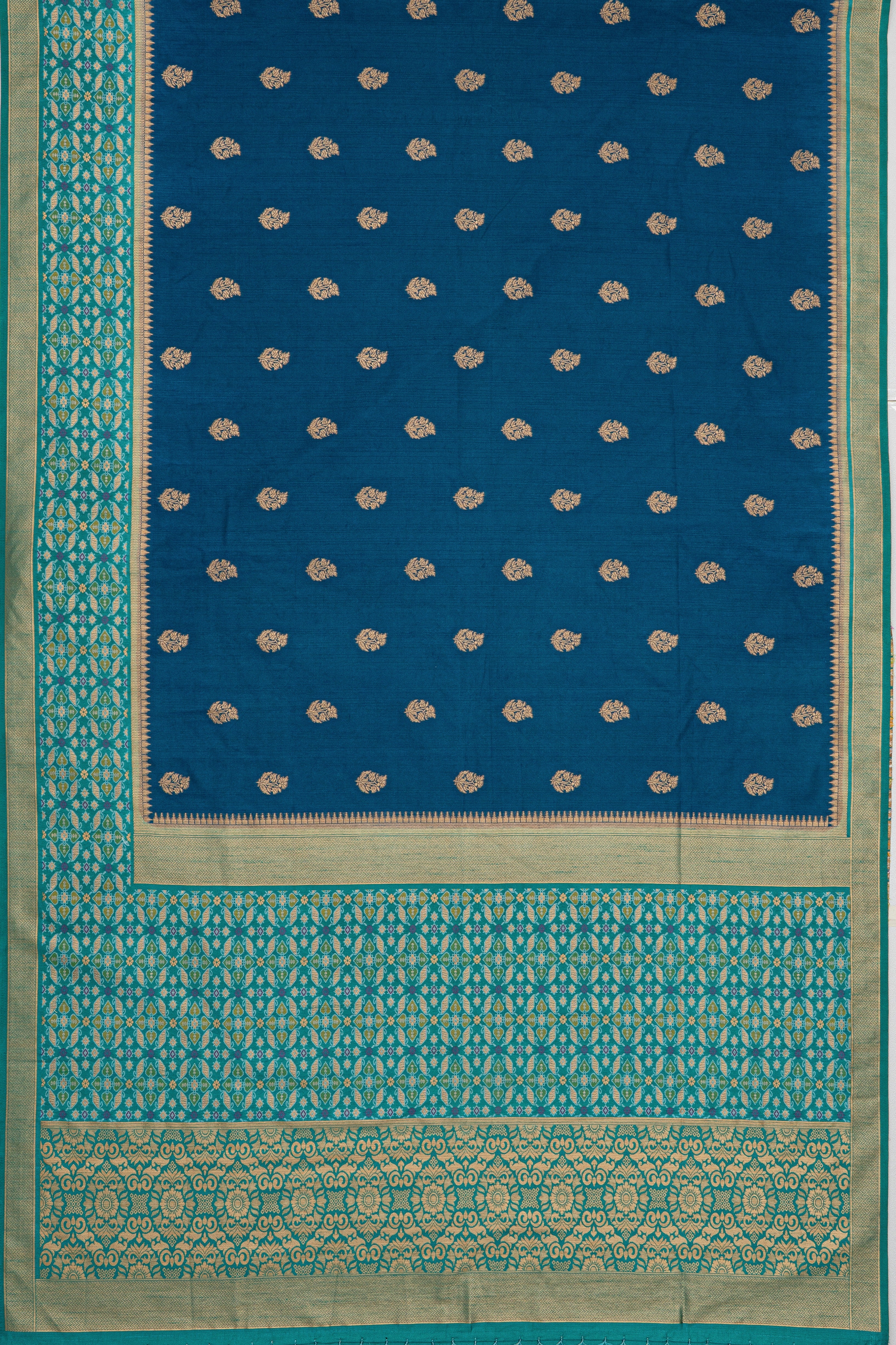 Royal Blue Tussar Silk Saree with Patola border
