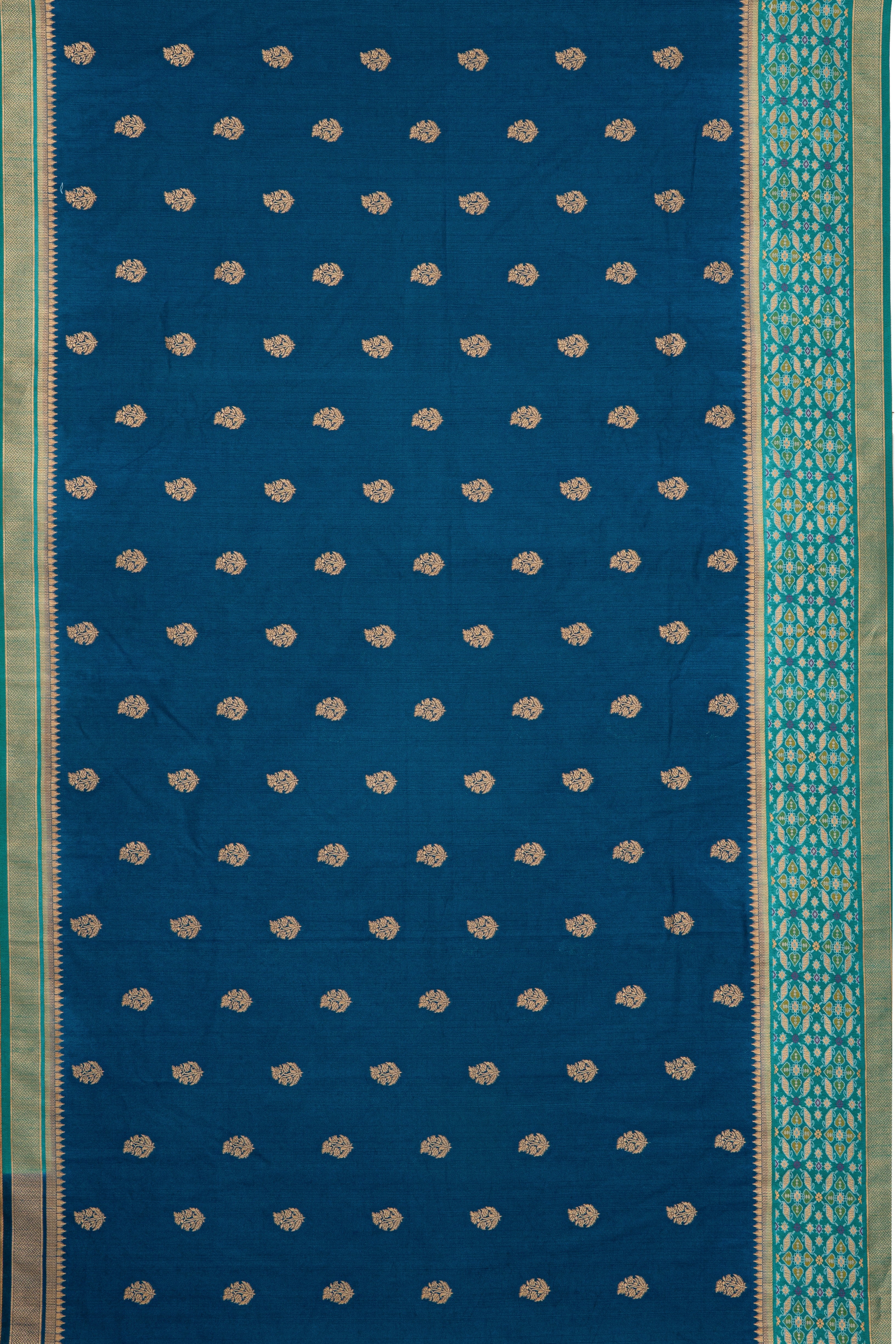Royal Blue Tussar Silk Saree with Patola border