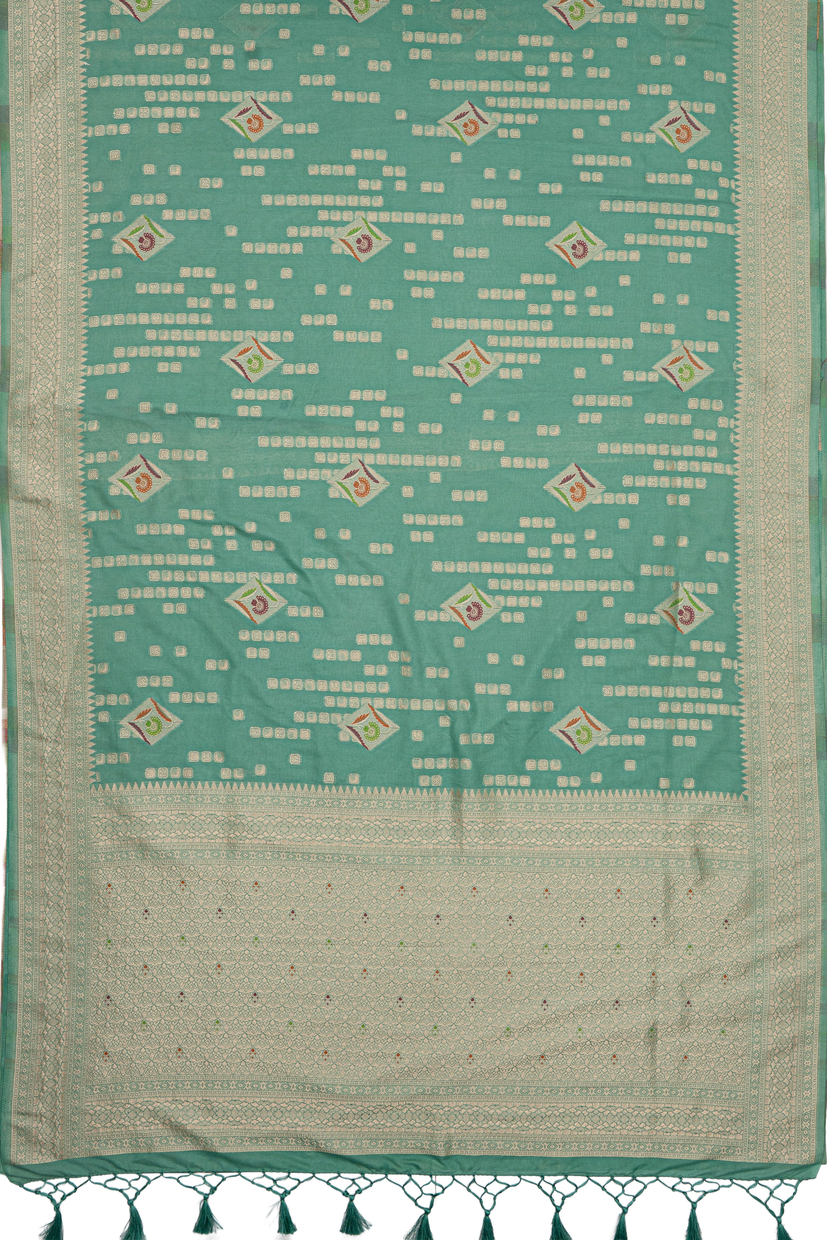 Pastel Green Georgette Saree with Gold Zariwork