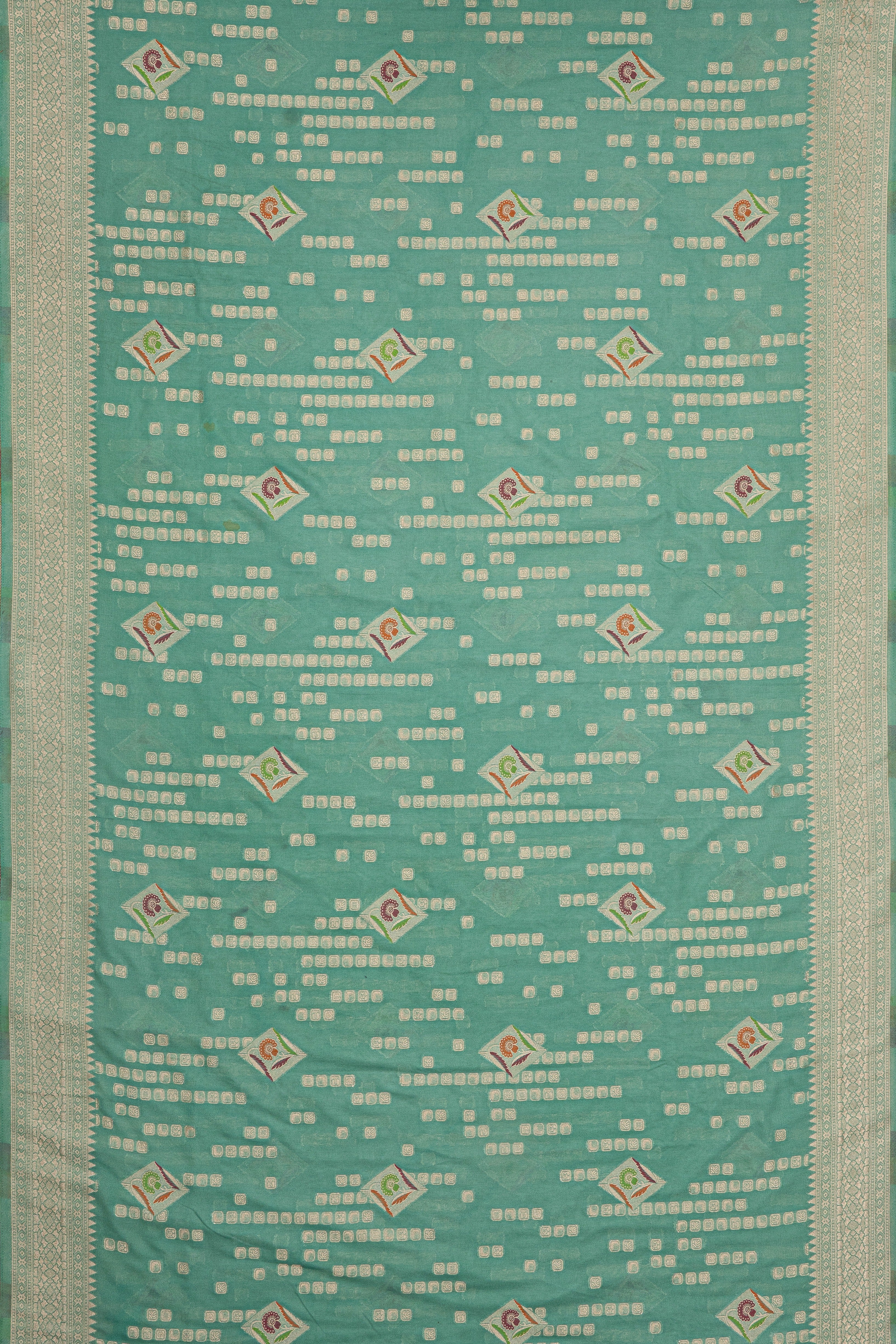 Pastel Green Georgette Saree with Gold Zariwork