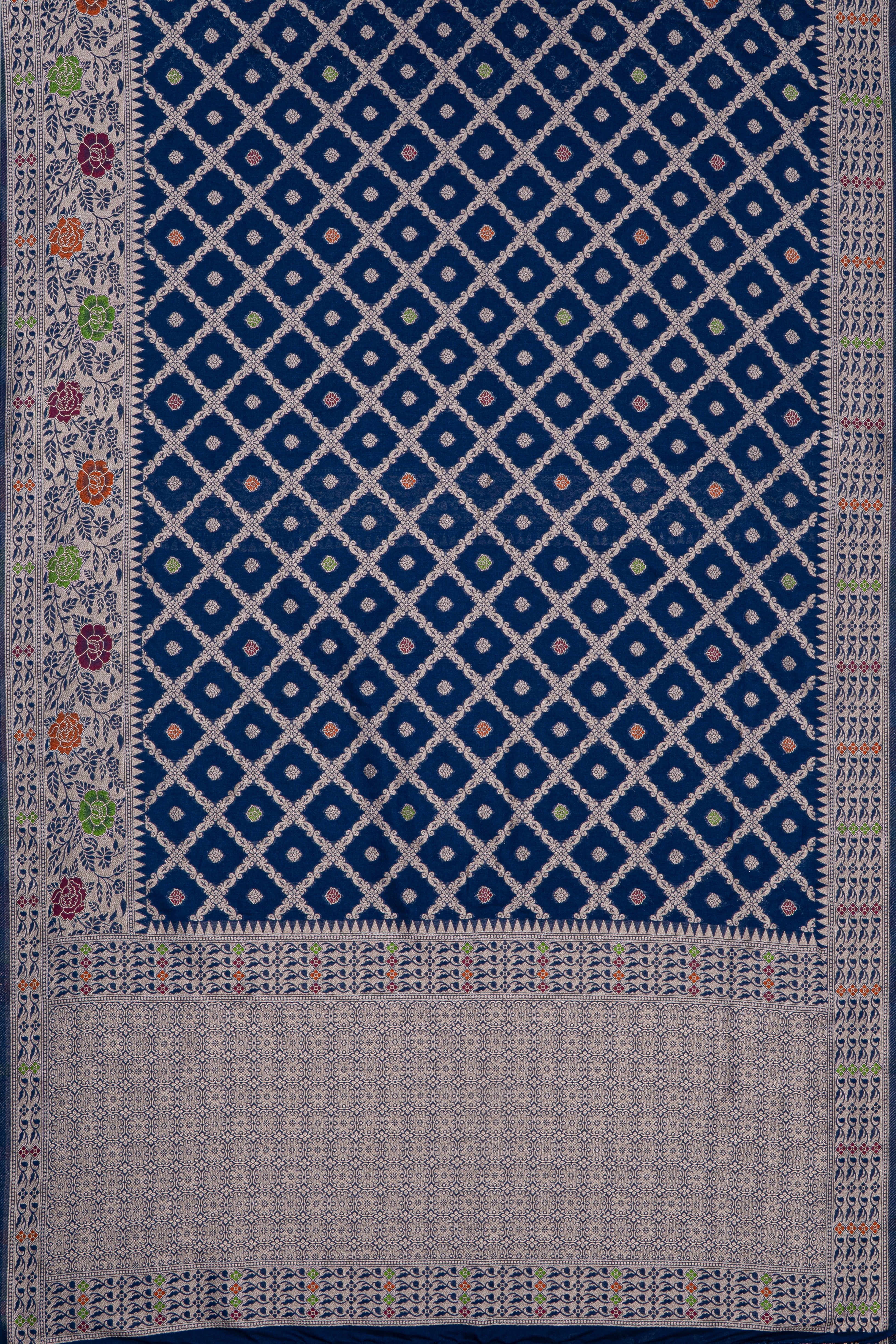 Midnight Blue Georgette Saree with Silver Zariwork