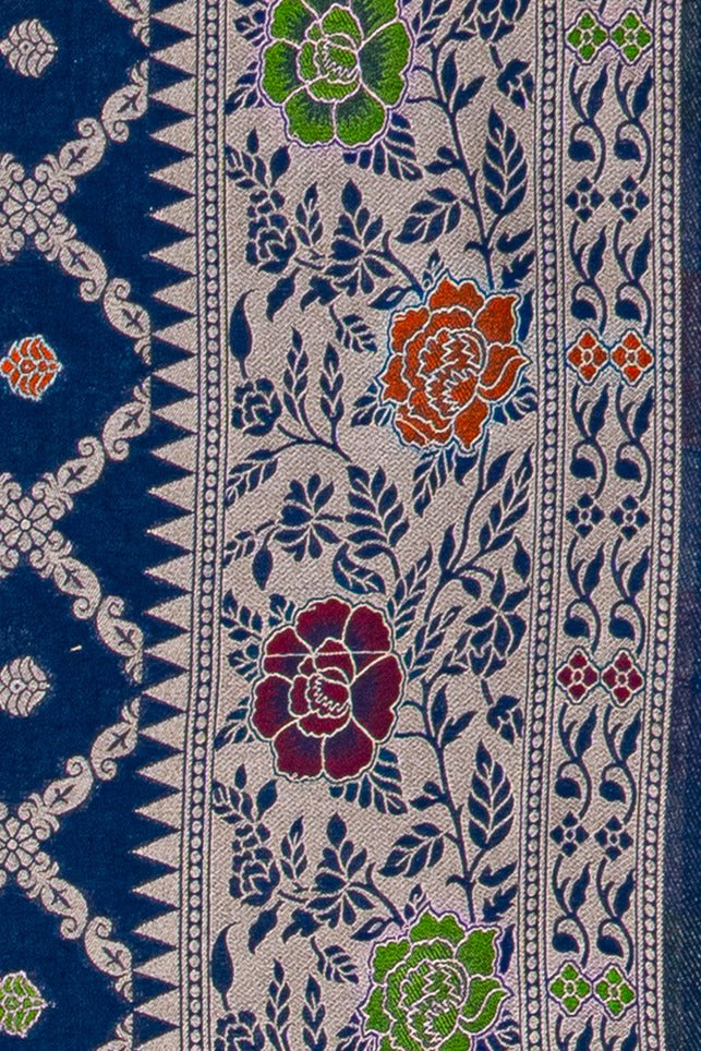 Midnight Blue Georgette Saree with Silver Zariwork